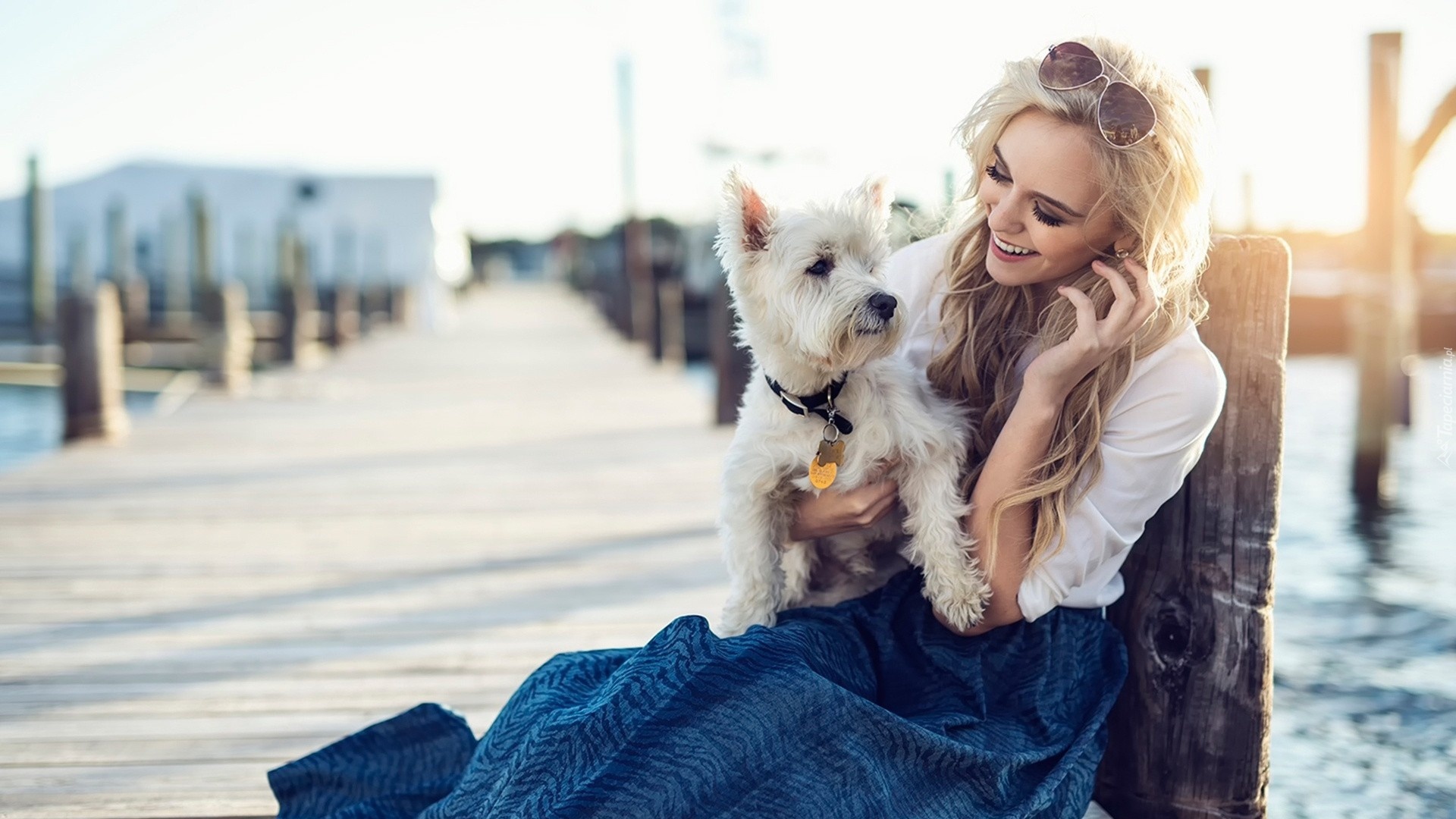 Kobieta, Okulary, West Highland White Terrier
