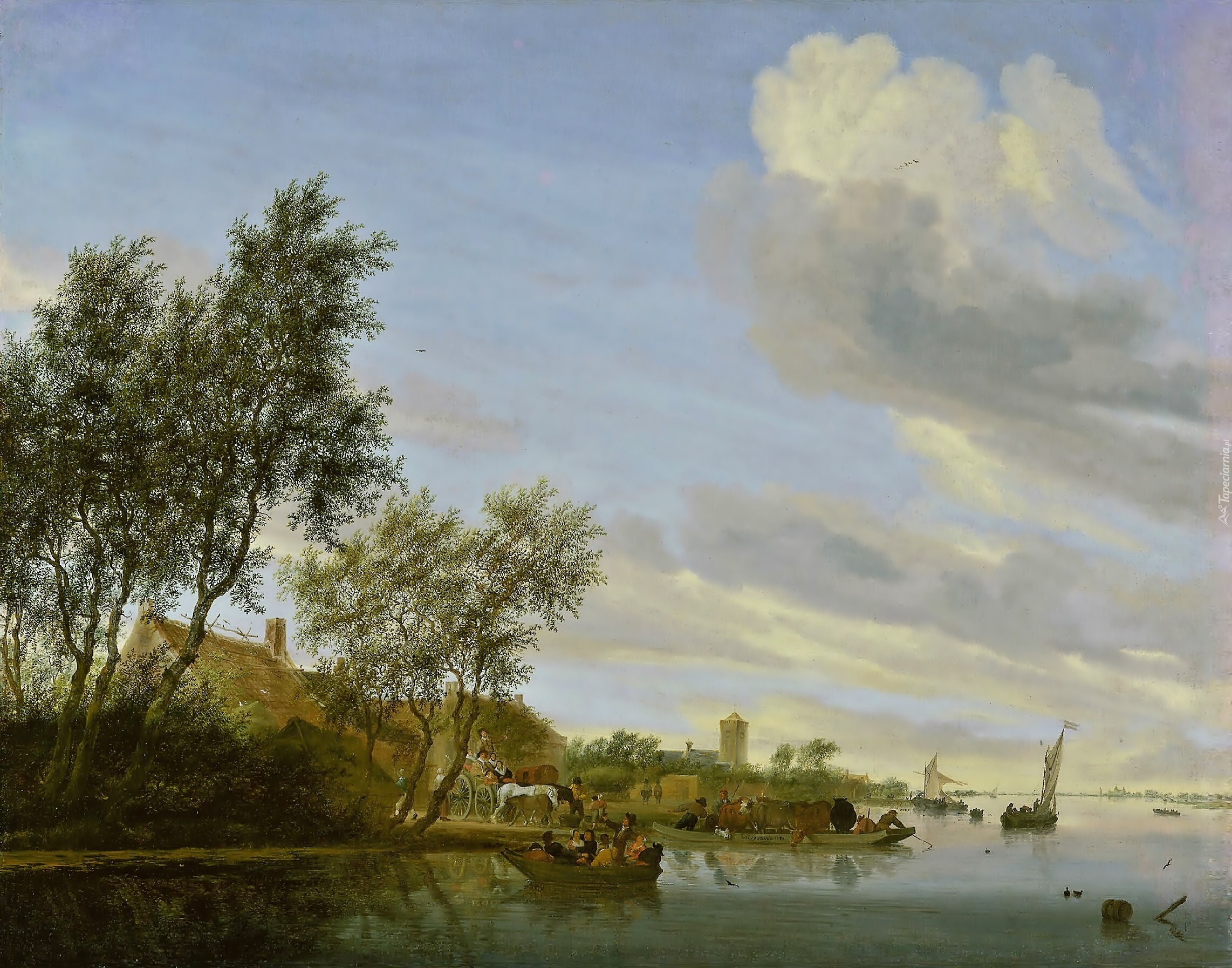 Salomon, van Ruysdael, Przy Promie, Obraz