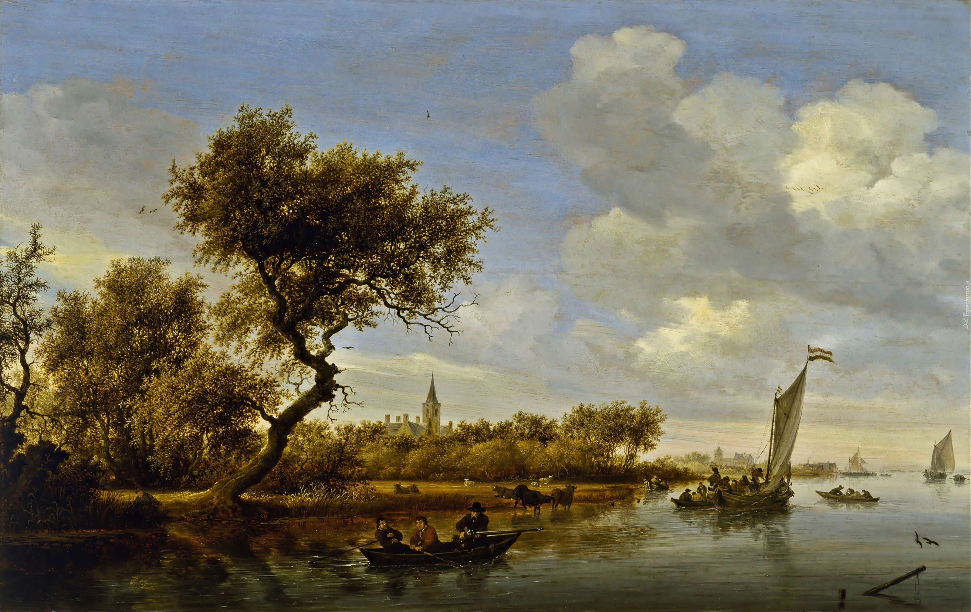 Salomon, van Ruysdael, Na Rzece, Obraz