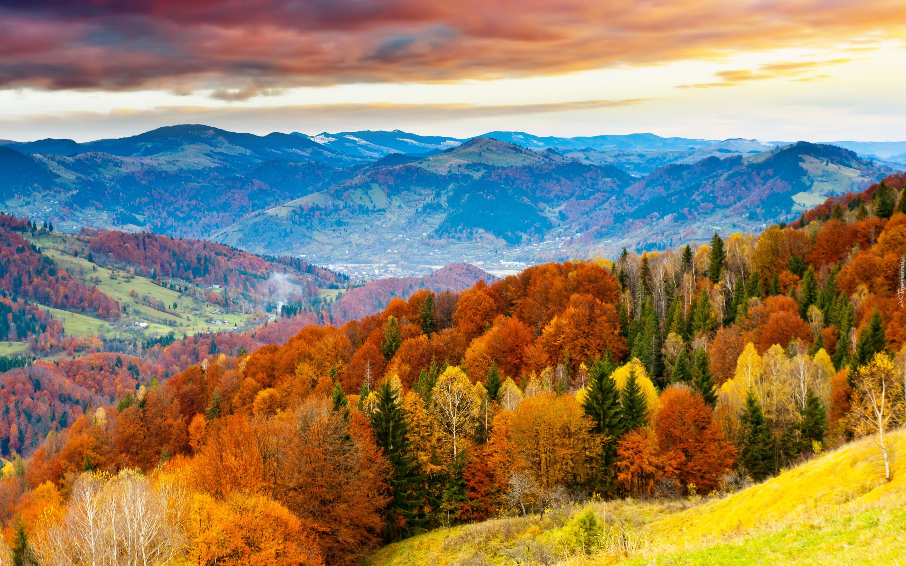 Góry, Kolorowe, Drzewa, Jesień