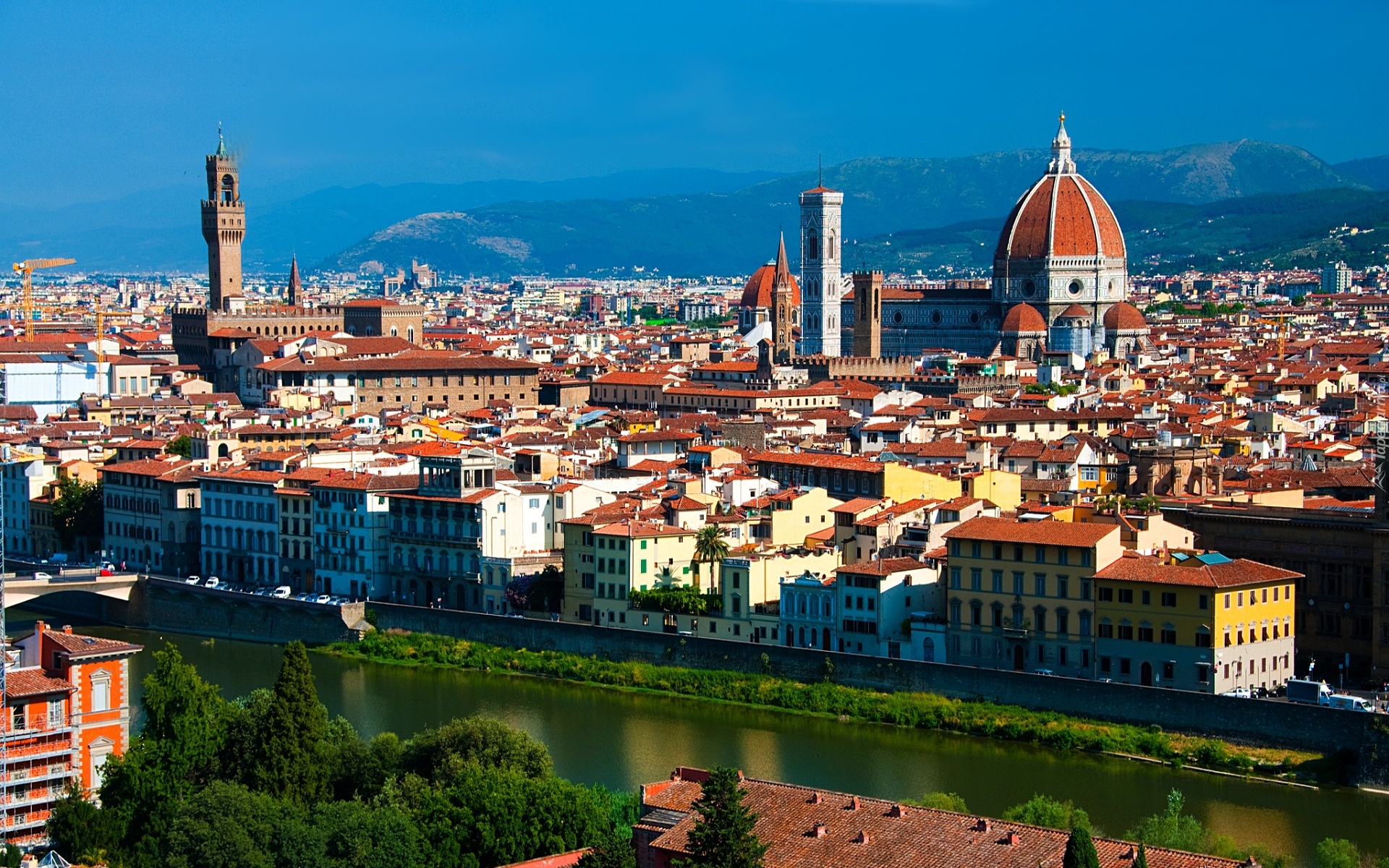 Florencja, Włochy, Panorama, Miasta