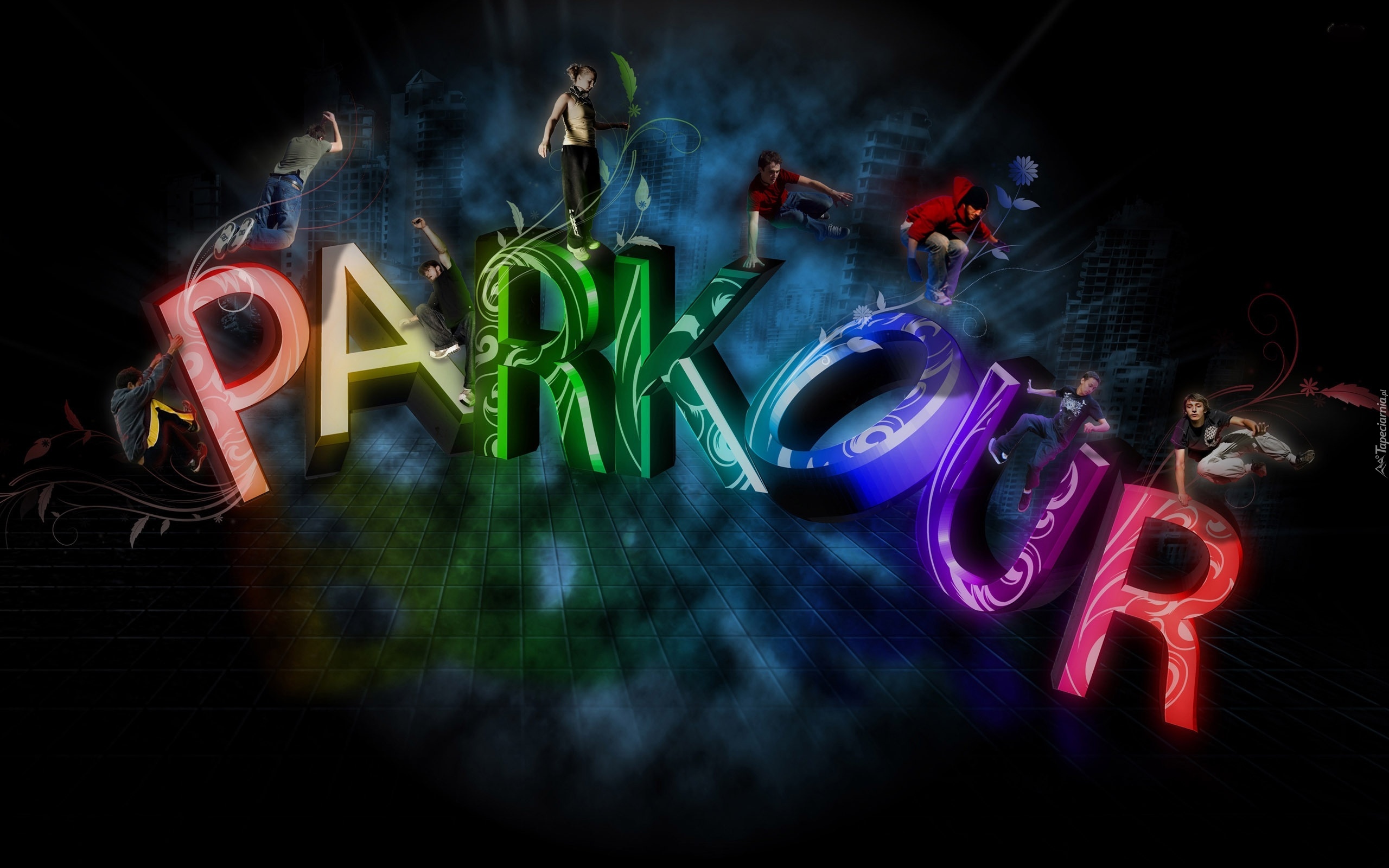 3D, Grafika, Parkour, Litery, Ludzie