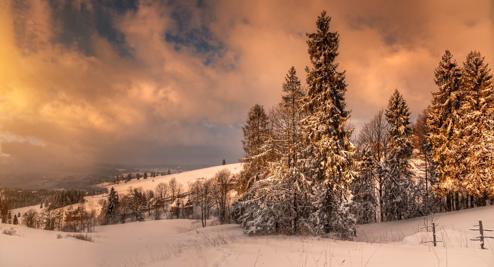 Zachód słońca, Zima, Zakopane