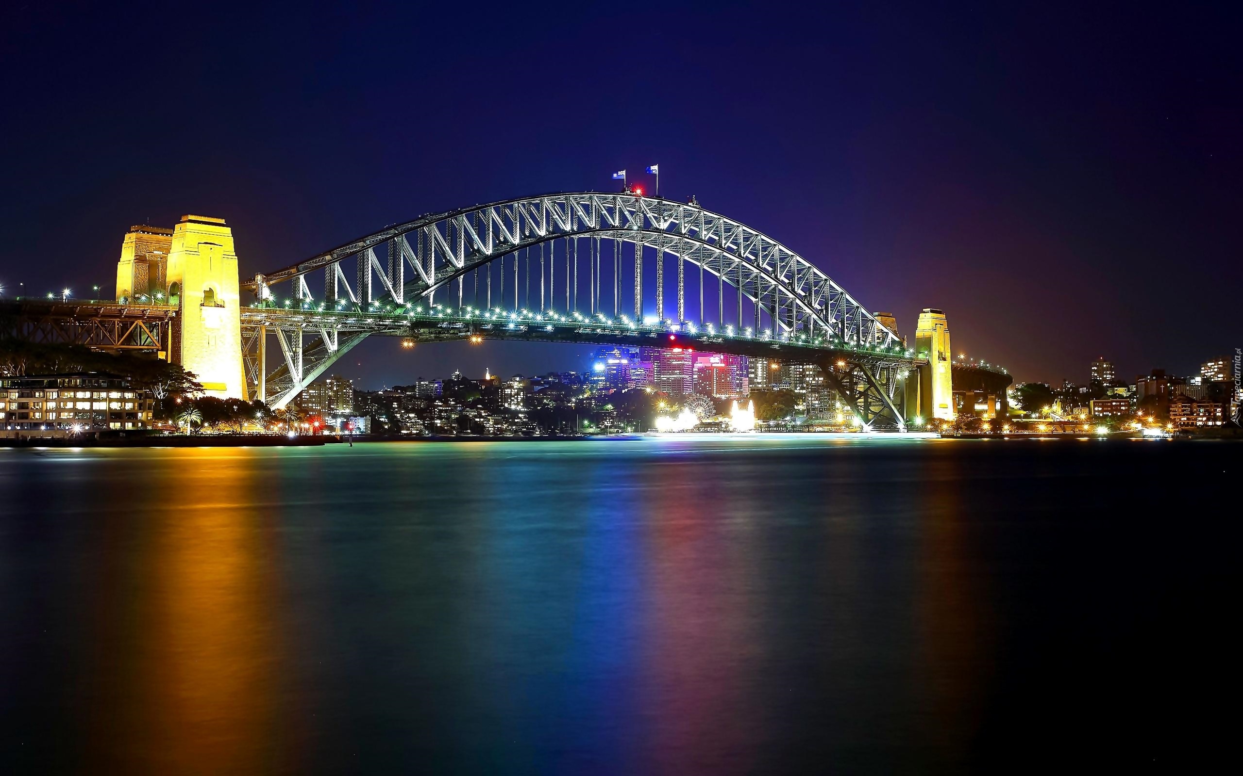 Sydney, Australia, Harbour Bridge, Miasto nocą