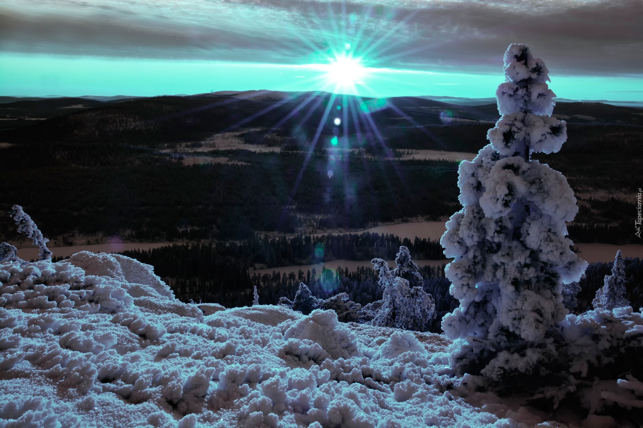 Zima, Wschód Słońca, Laponia