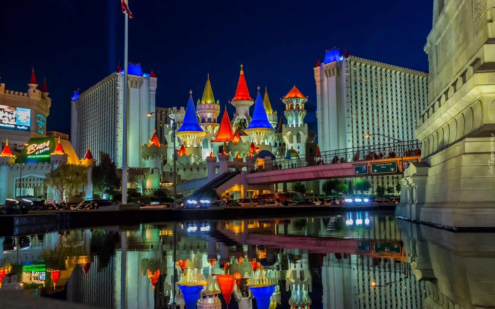 Miasto, Nocą, Las Vegas, USA