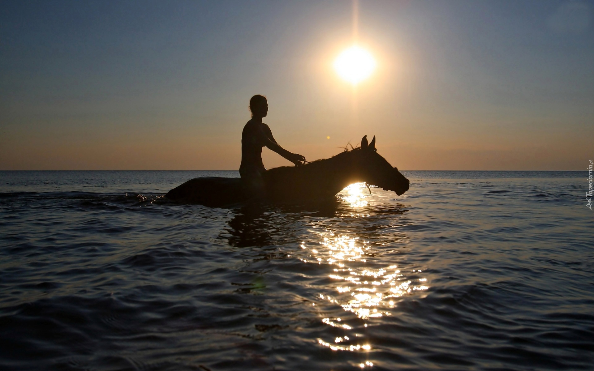 Morze, Słońce, Koń, Dziewczyna