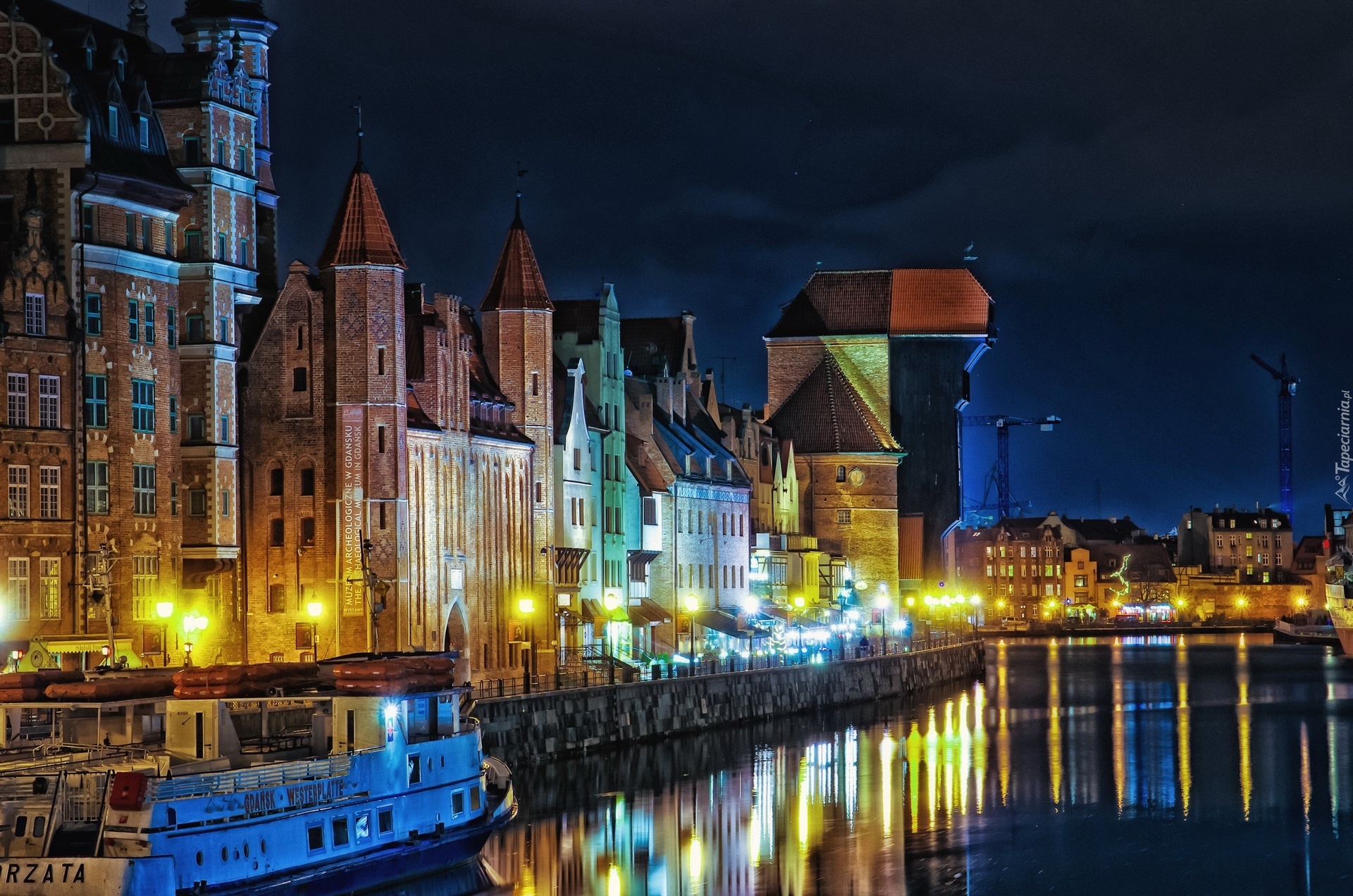 Miasto nocą, Gdańsk, Polska