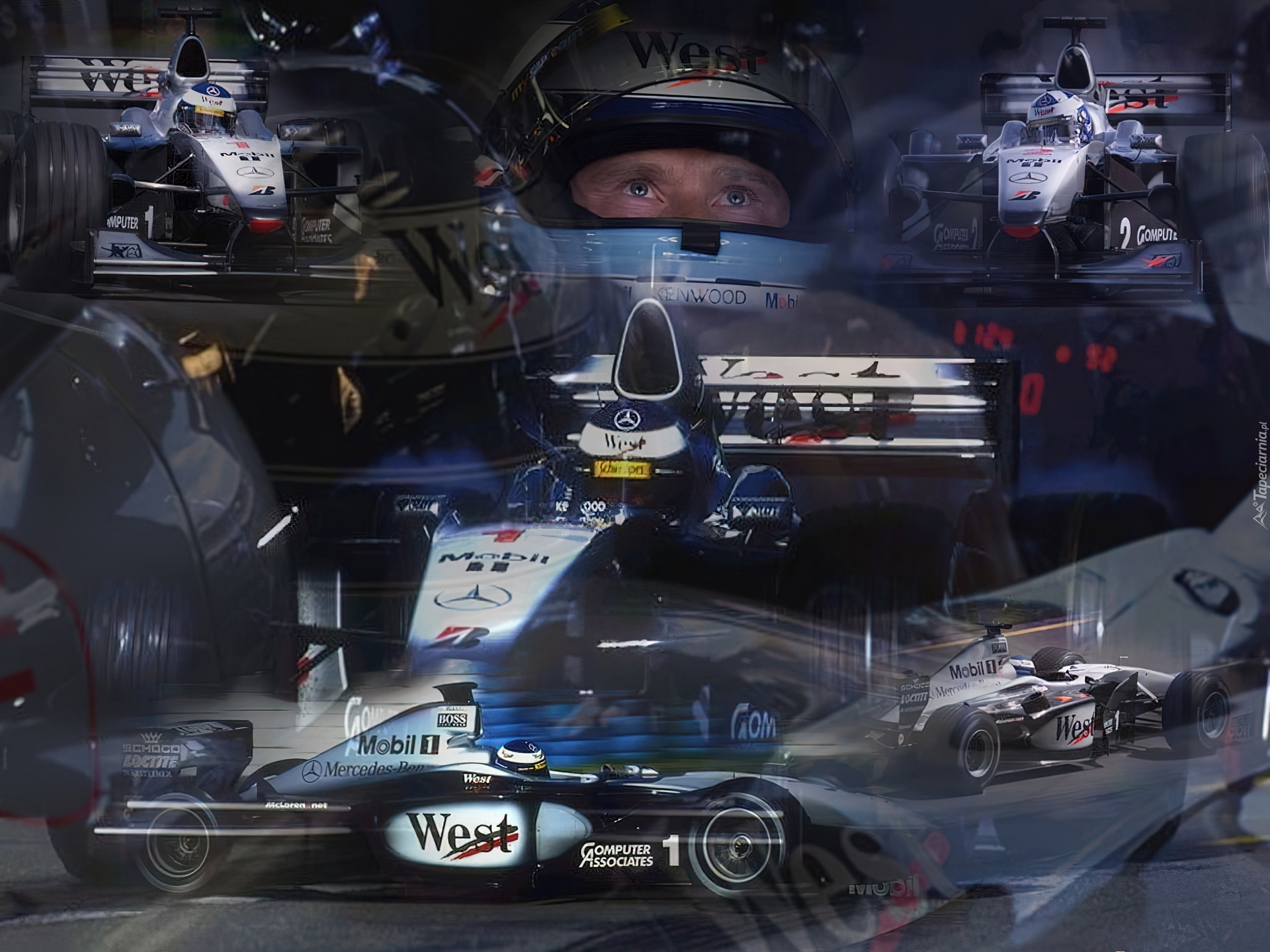 Formuła 1,bolid,opony,West, kask , koła, spojler