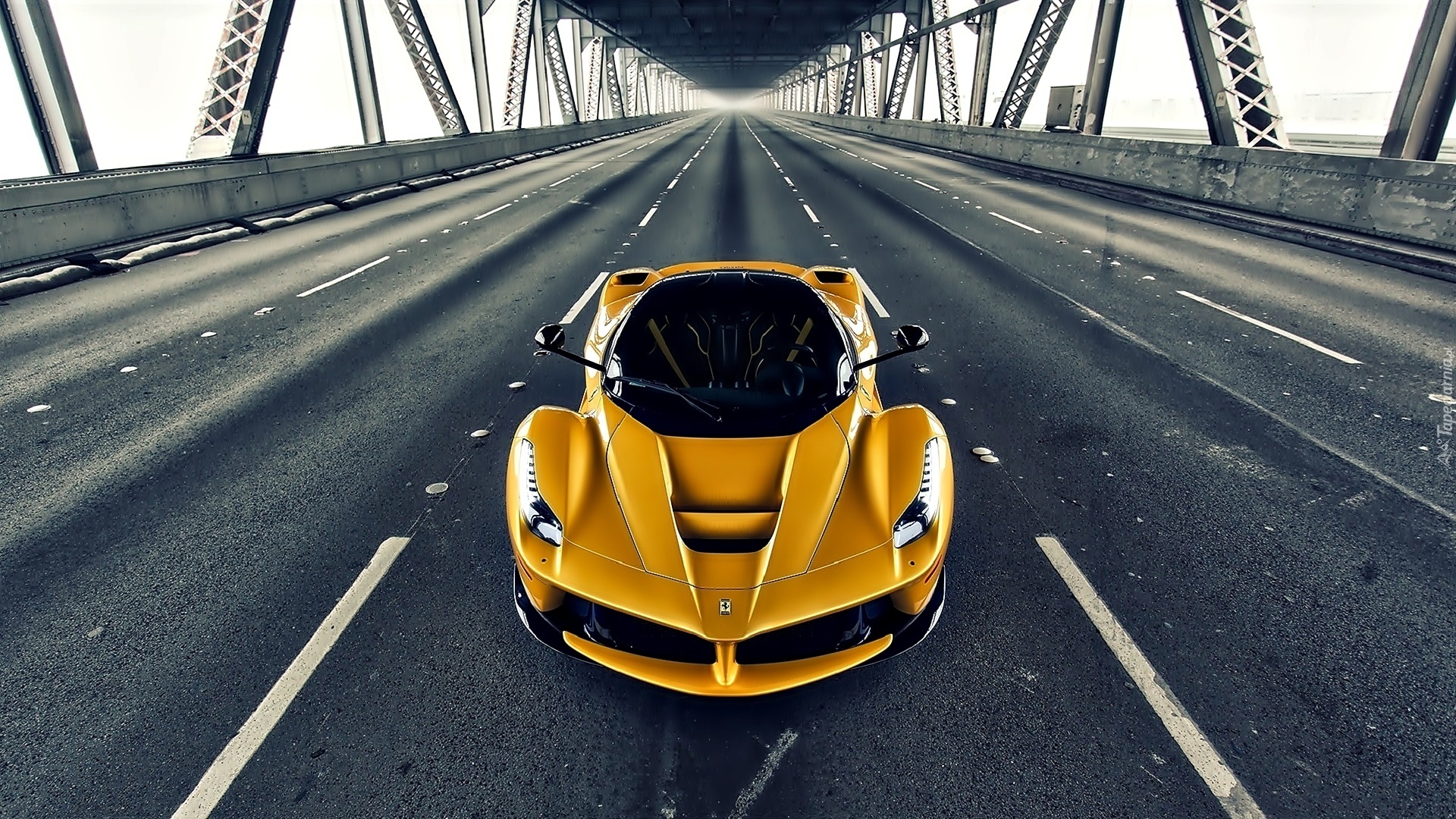 Żółty, Samochód, Ferrari, Supercar, Most, Droga
