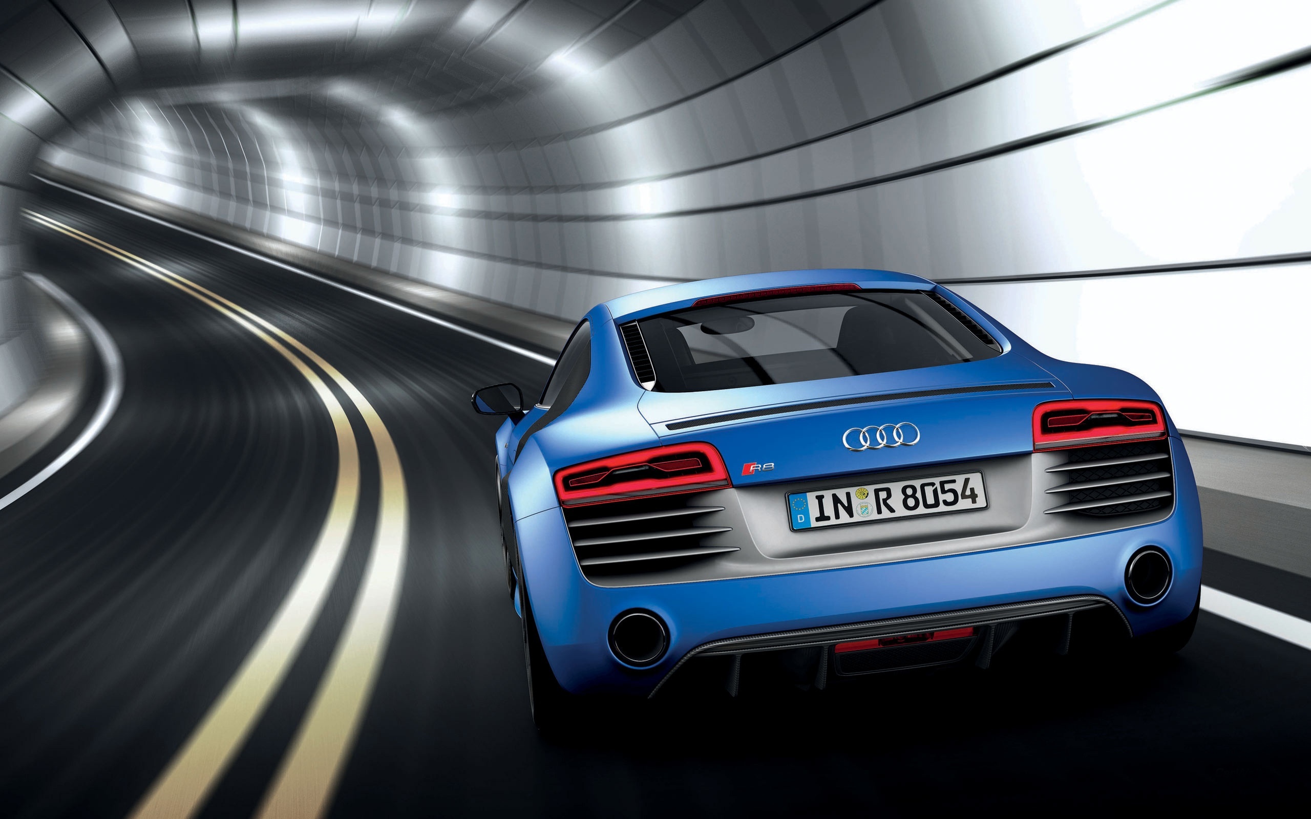 Niebieskie, Audi, R8, V10, Tunel