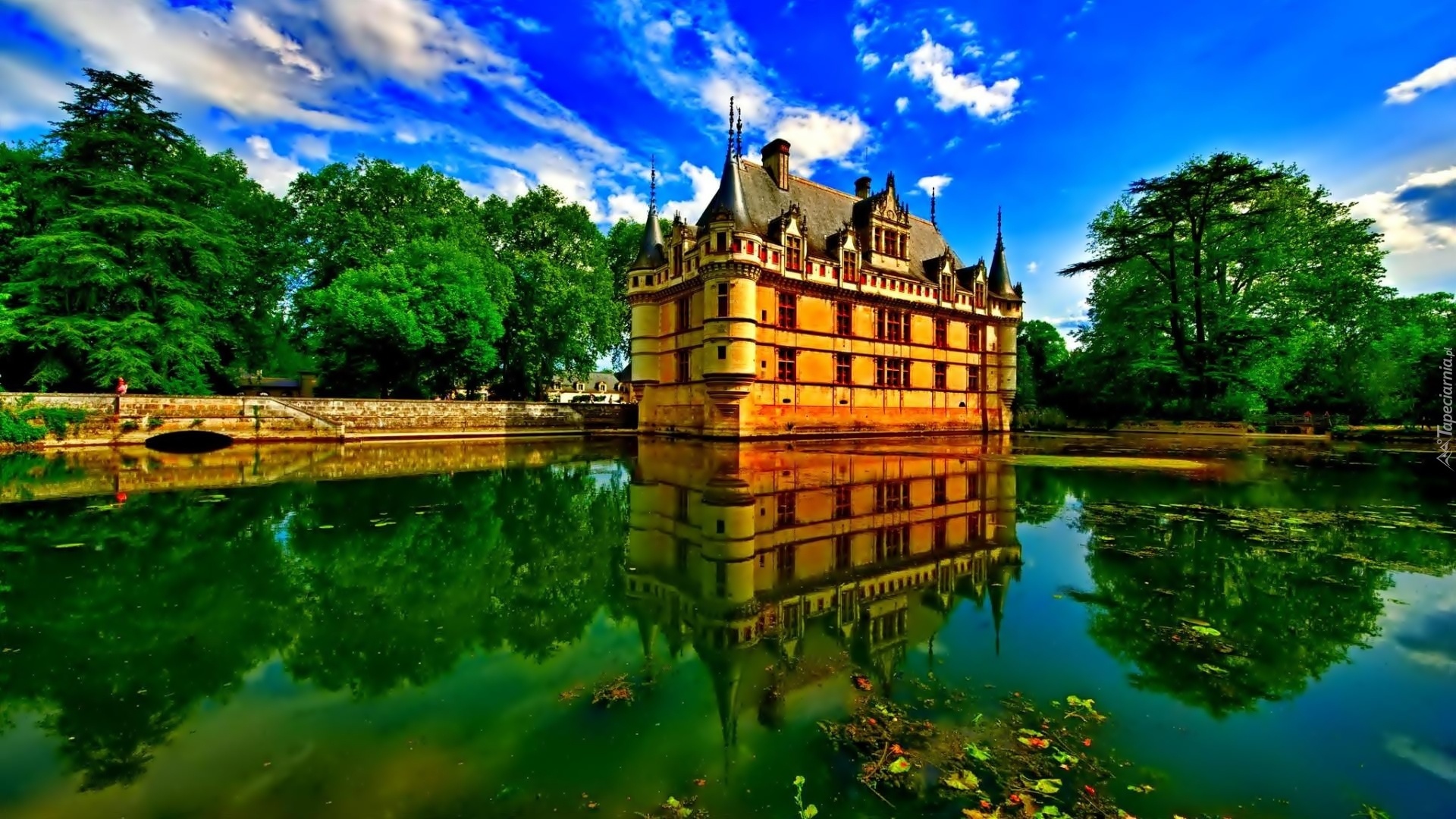 Zamek w Azay le Rideau, Azay, Francja, Rzeka Indre