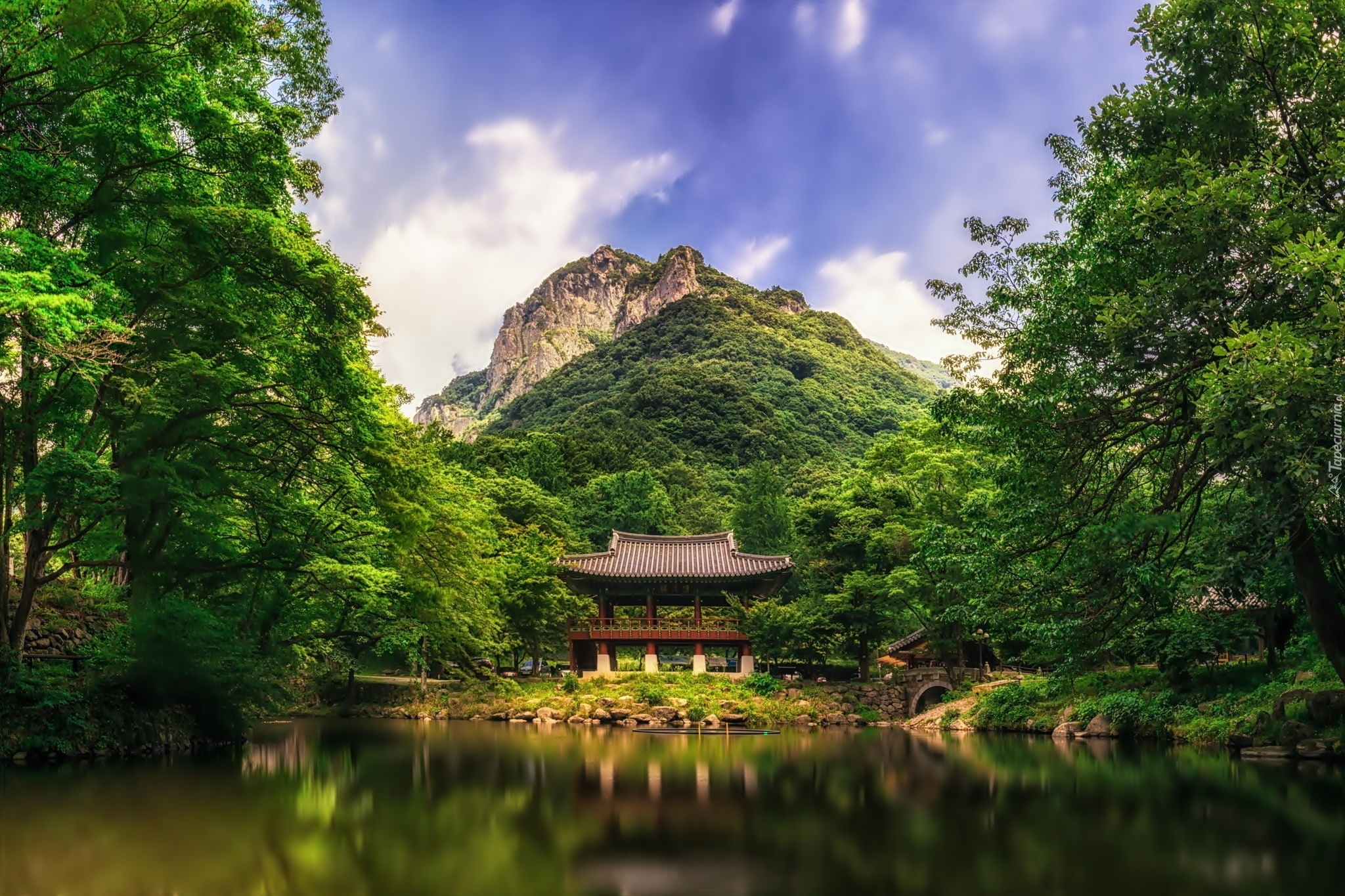 Pagoda, Góry, Lasy, Jezioro, Chiny