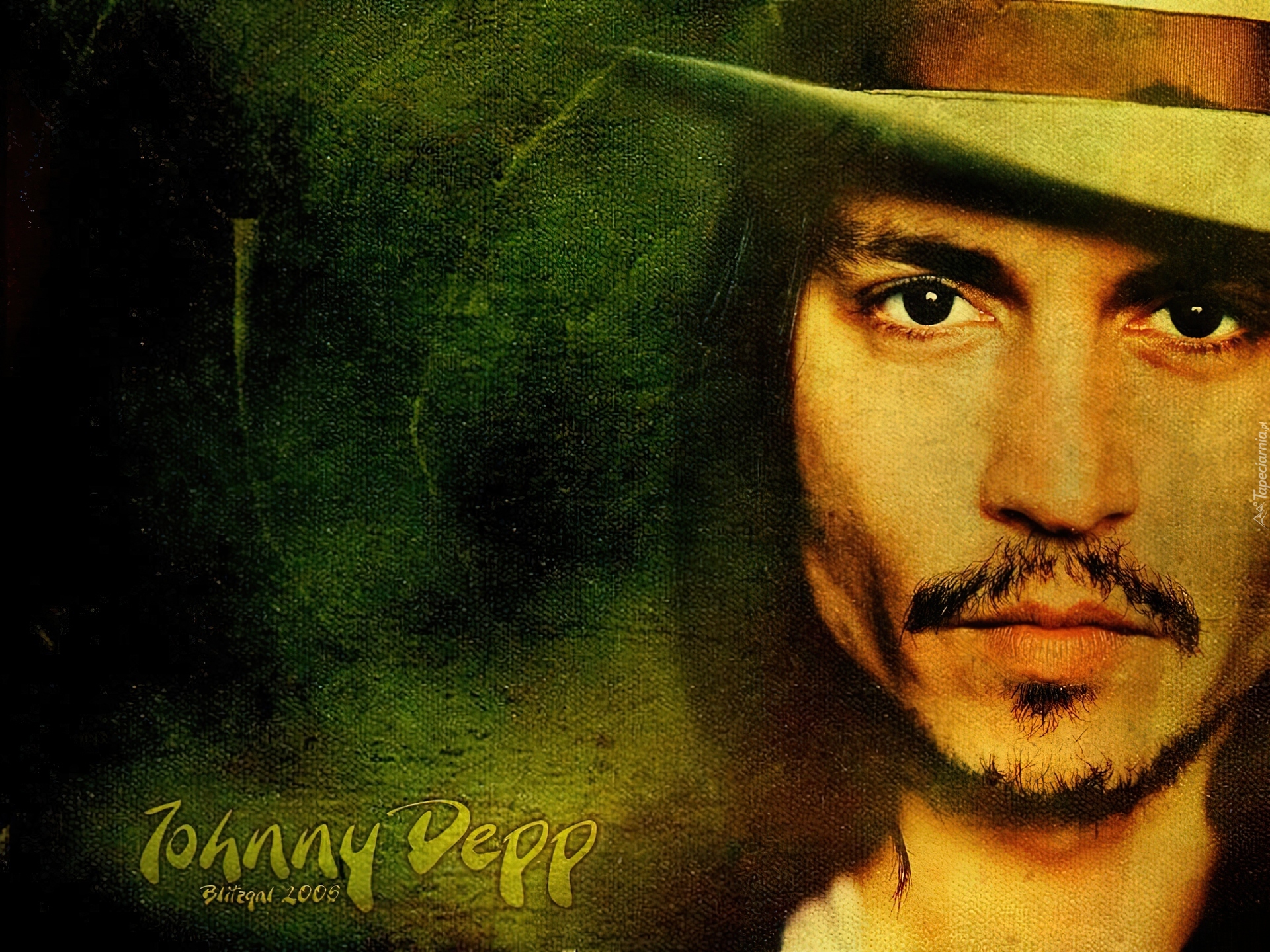 Johnny Depp,kapelusz, wąsik