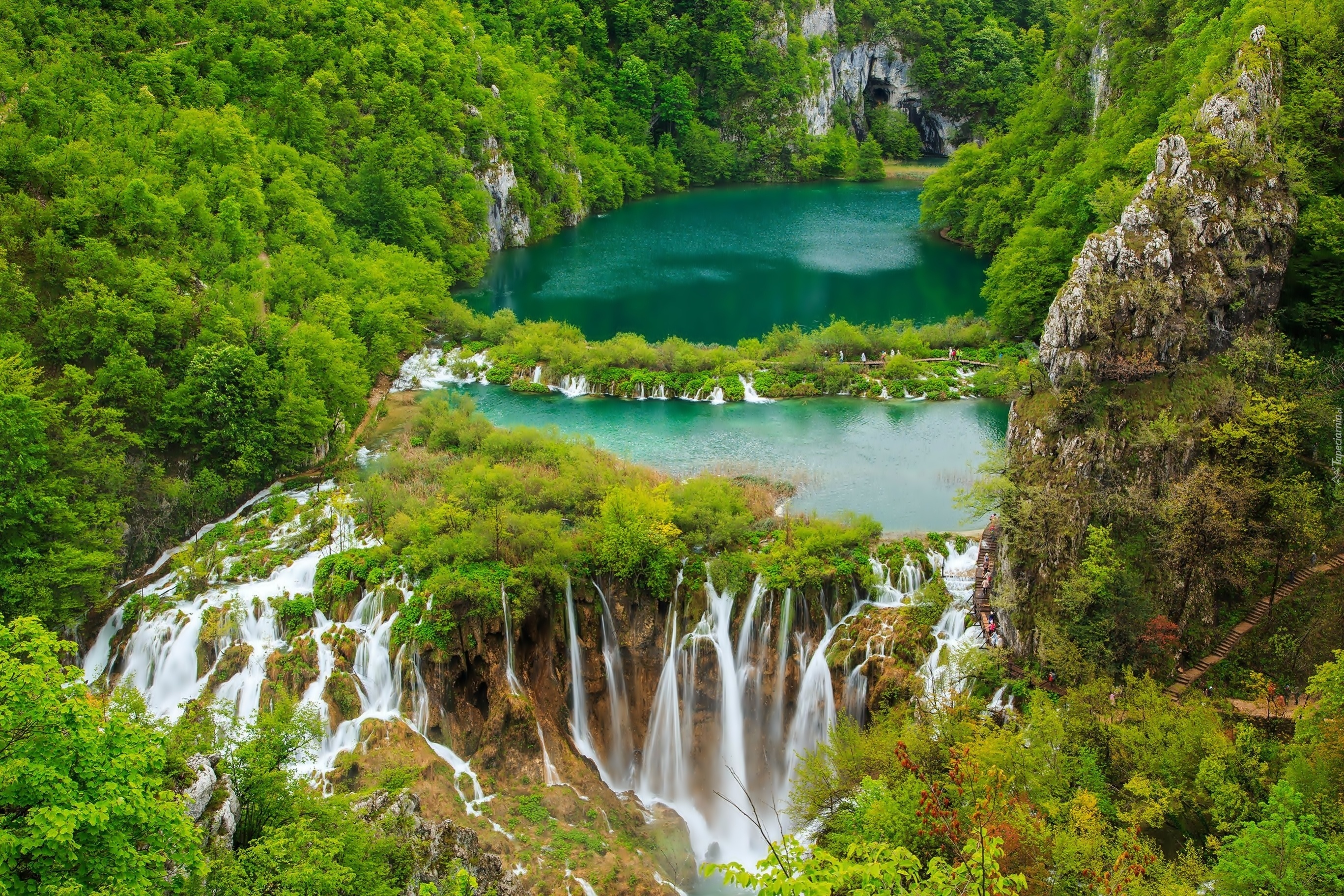 Jeziora, Wodospad, Las, Plitvice, Chorwacja