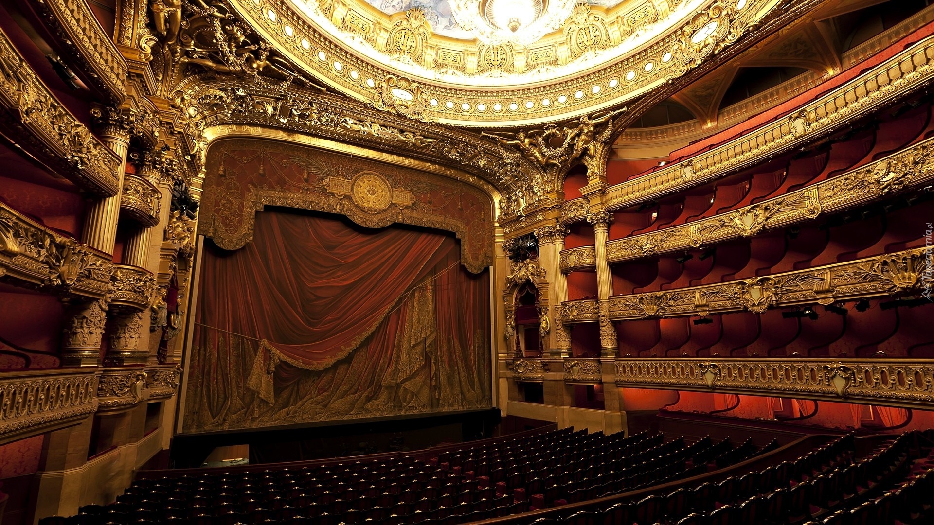 Francja, Paryż, Opera Palais Garnier, Wnętrze, Scena, Widownia