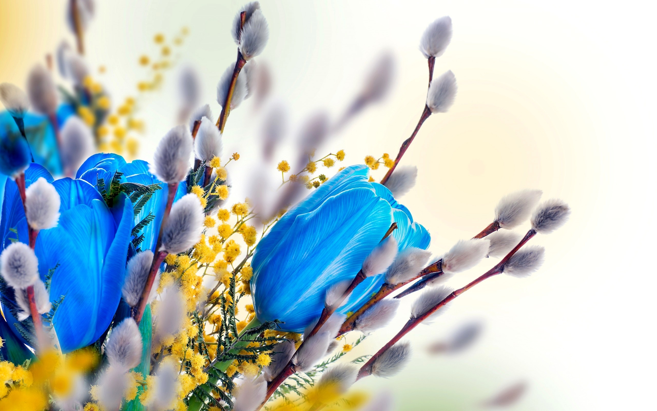Niebieskie, Tulipany, Kwiatki, Bazie, Dekoracja Wielkanocna