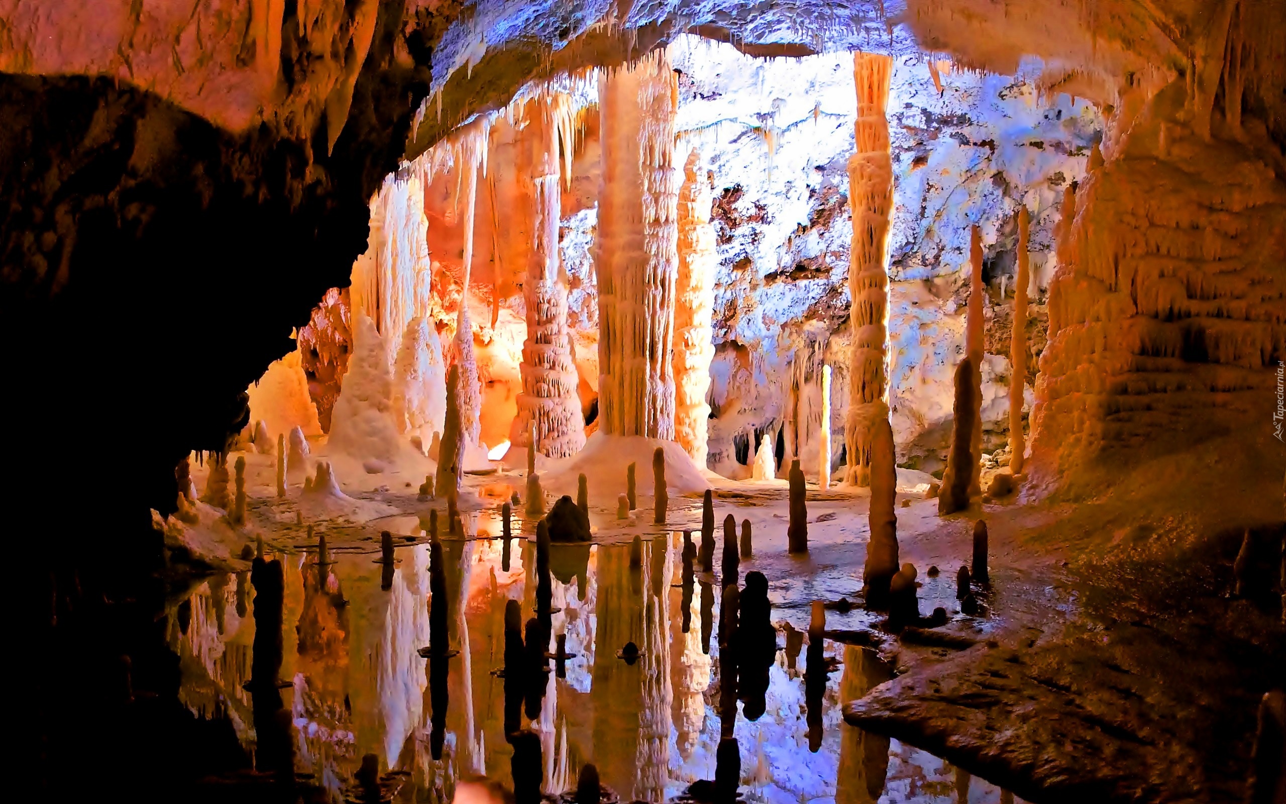 Jaskinia, Stalagnaty, Światło, Cień