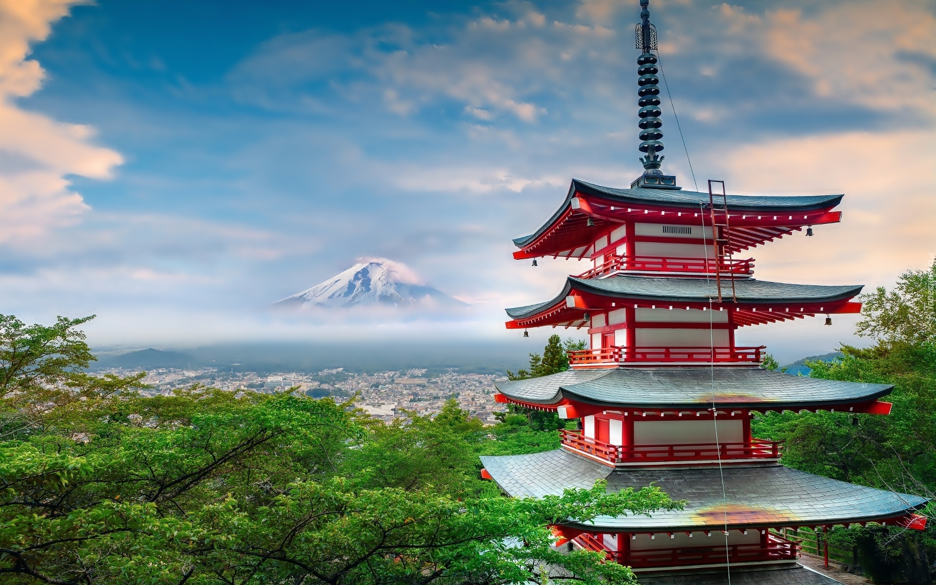 Pagoda, Góra, Fuji, Japonia