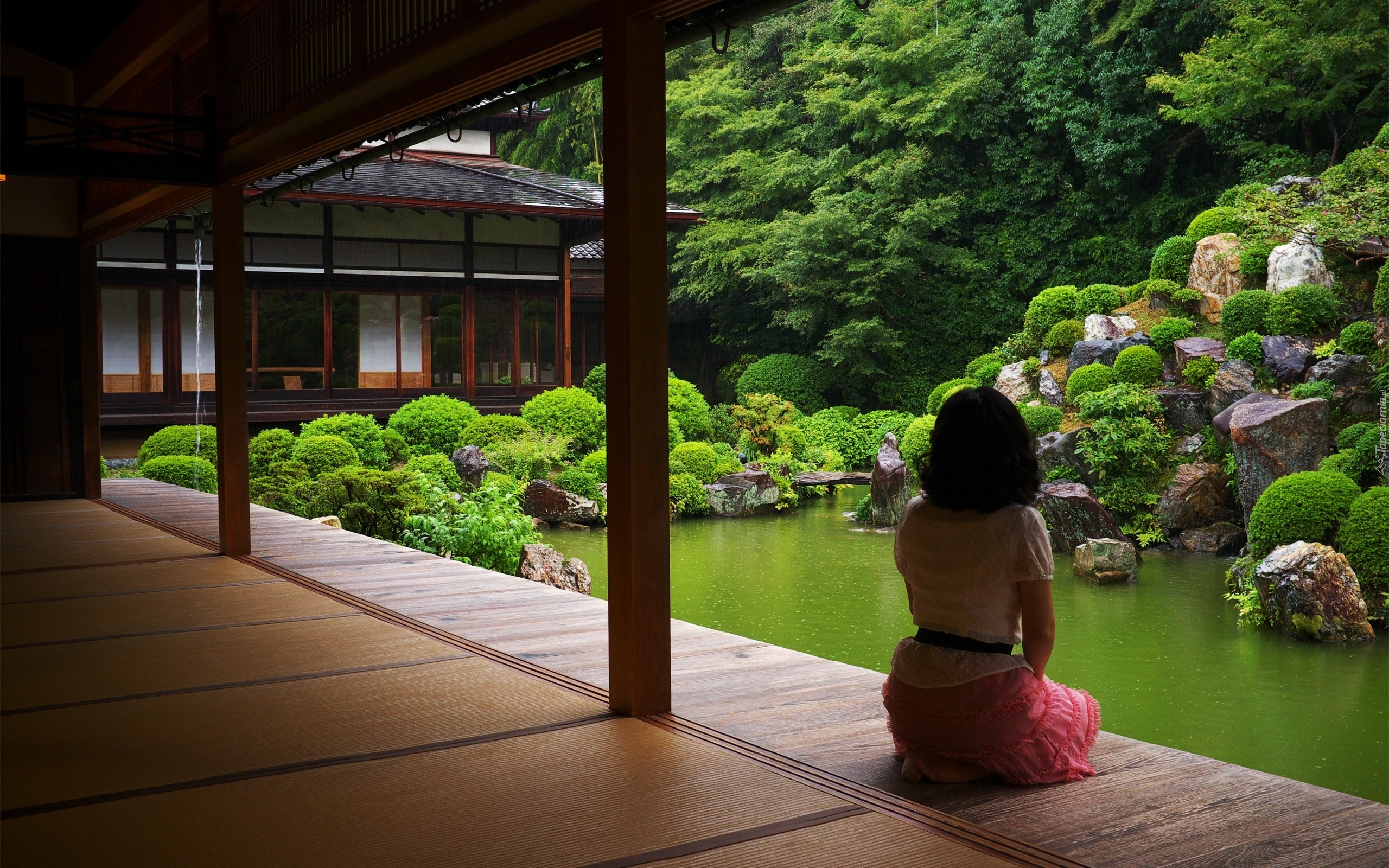 Dom, Ogród, Japonia, Dziewczyna