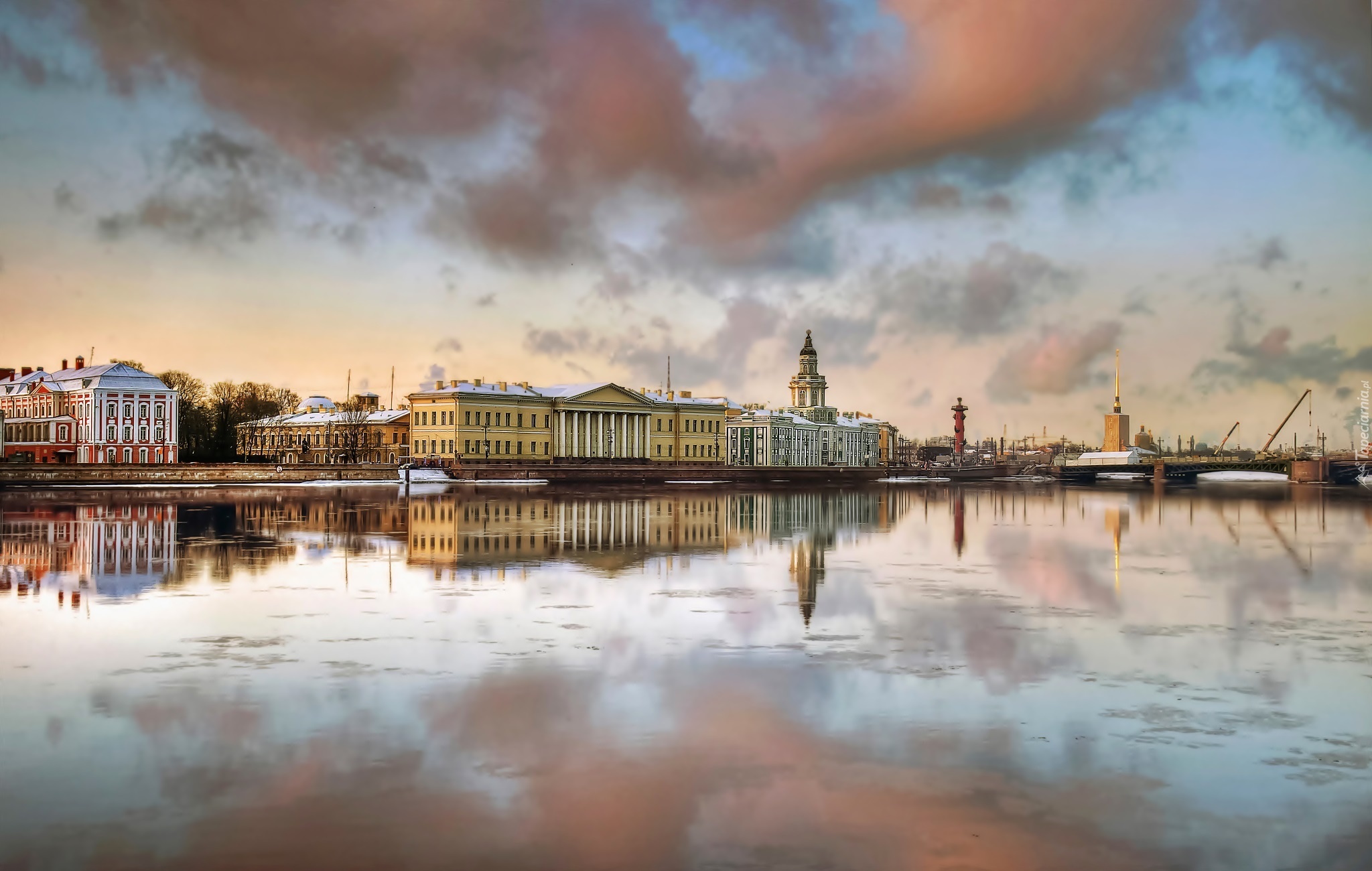 Rosja, Sankt Petersburg, Rzeka, Newa, Panorama, Miasta