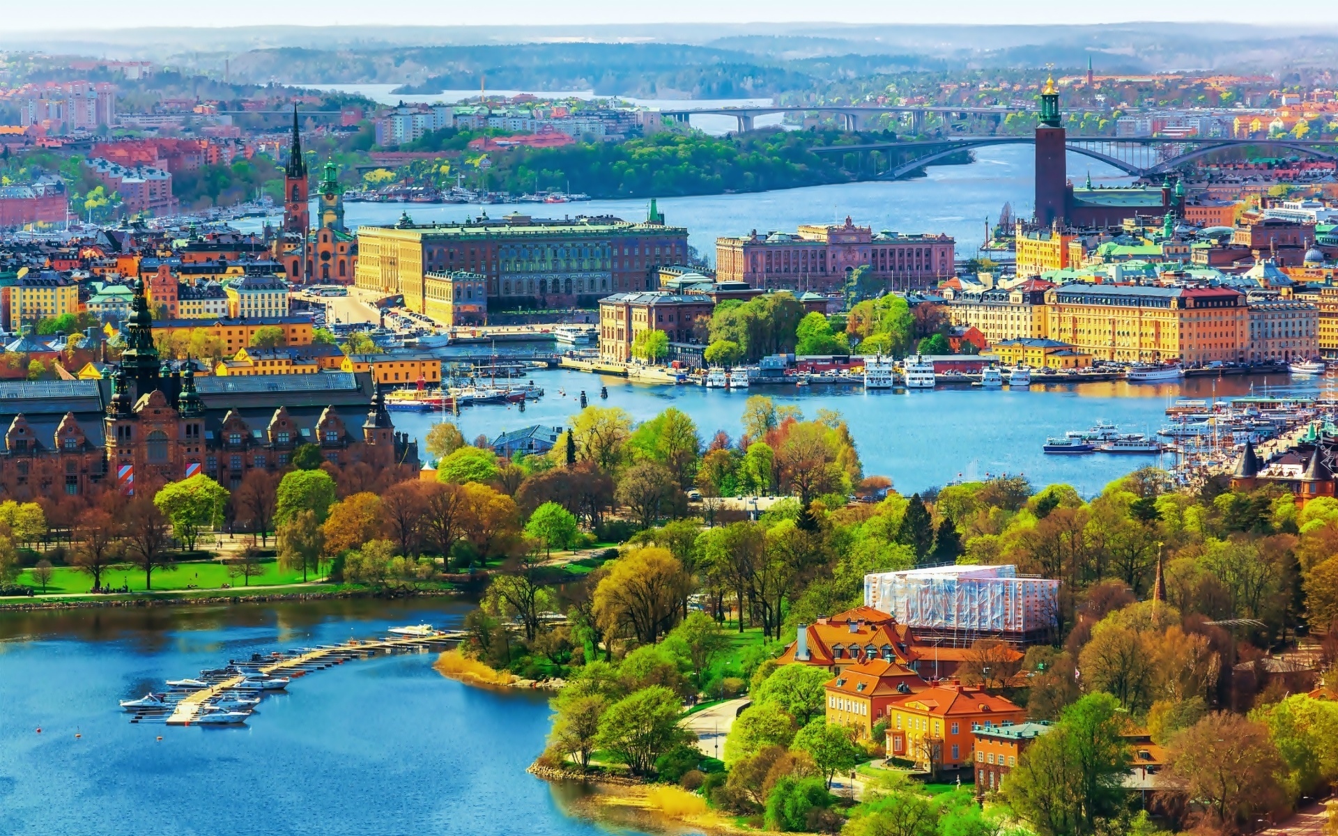 Rzeka, Mosty, Budynki, Sztokholm, Szwecja, Panorama, Miasta