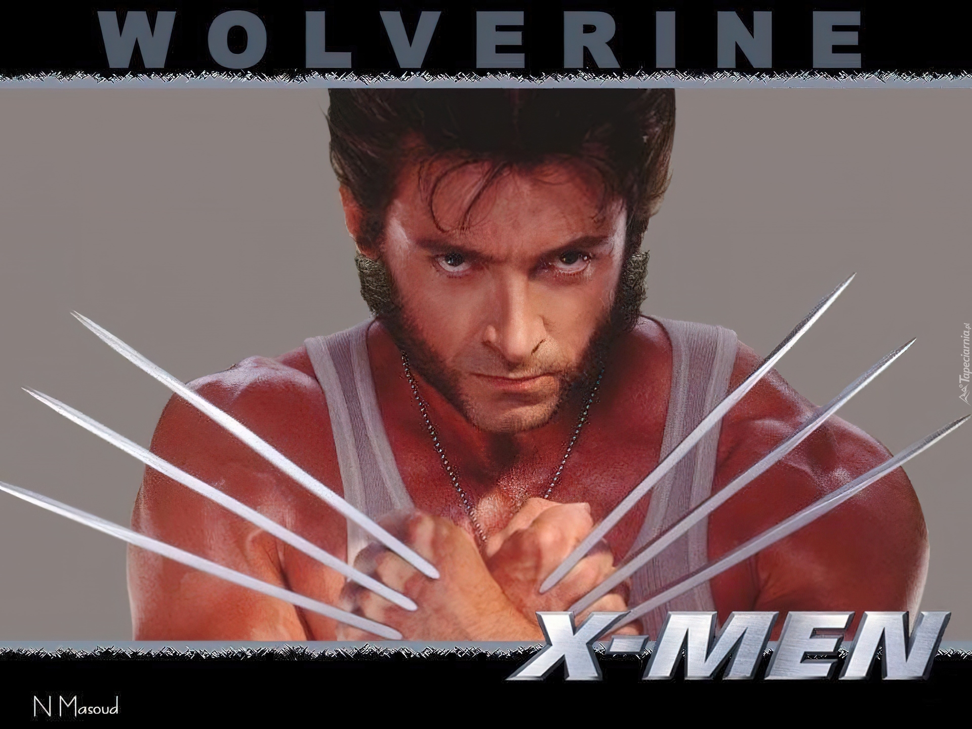 Hugh Jackman,x-men, srebrny łańcuszek