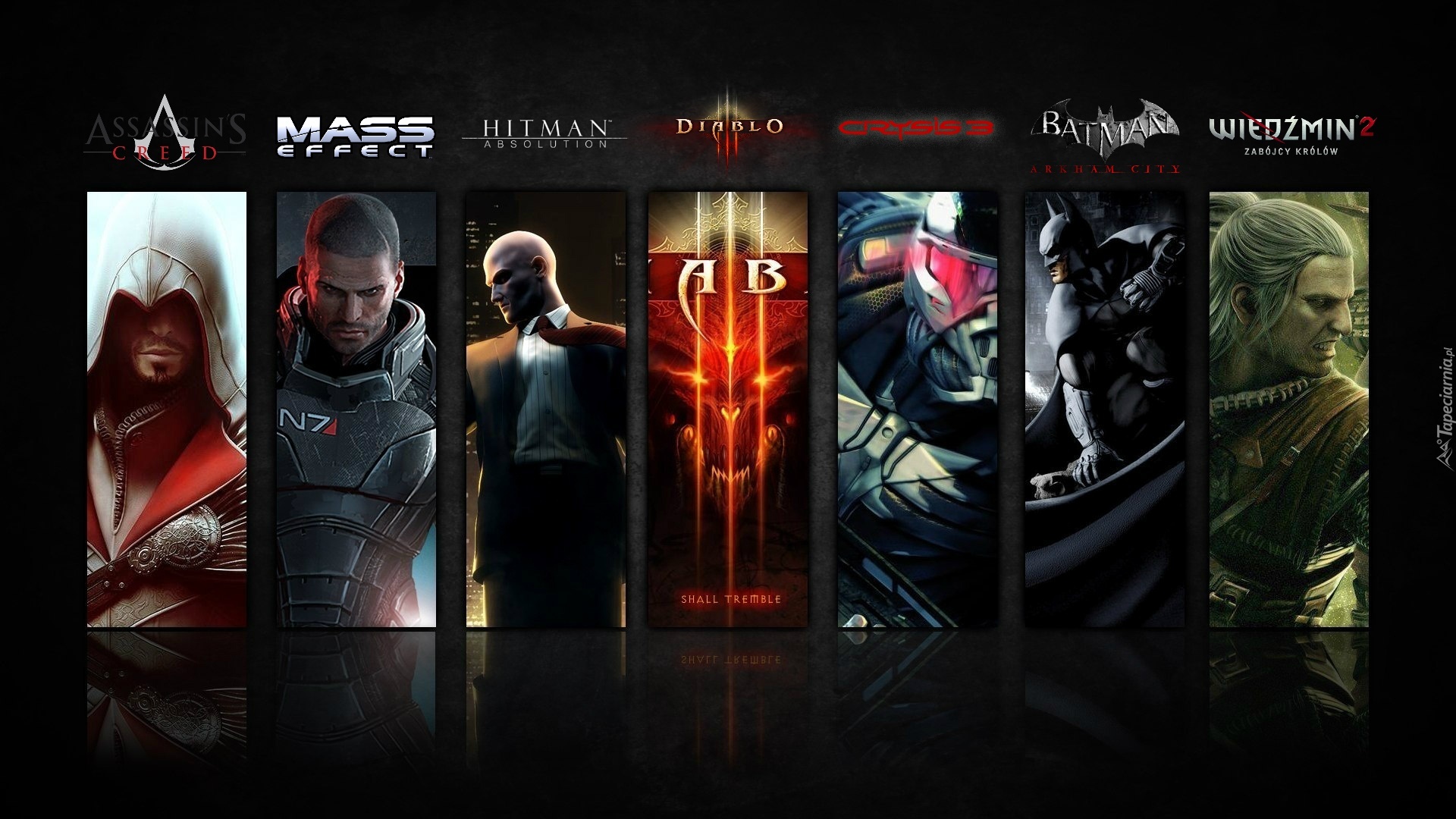 Assasins Creed, Mass Effect, Hitman, Diablo, Crysis, Batman, Wiedżmin