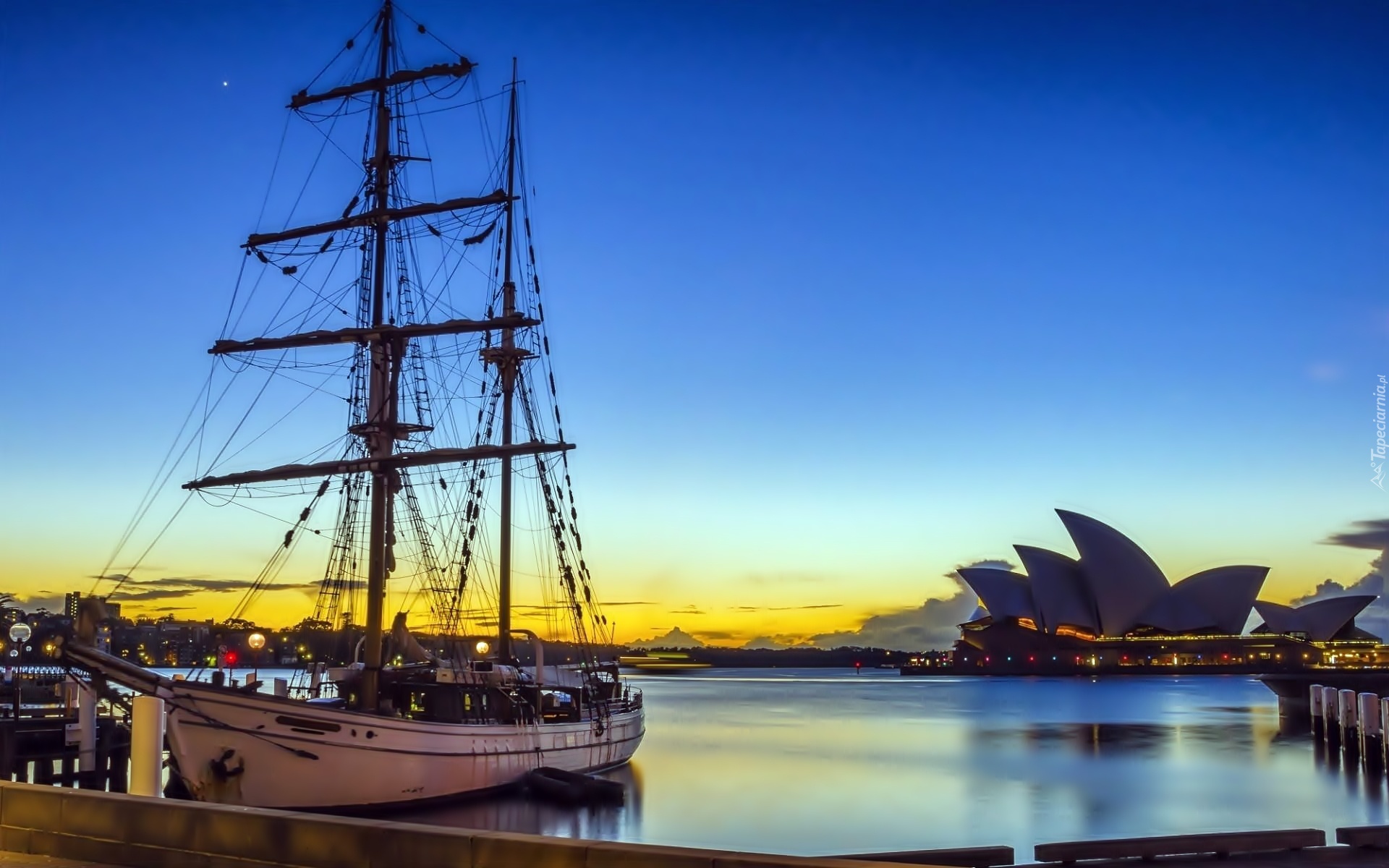 Australia Opera, Sydney, Żaglowiec, Wschód, Słońca
