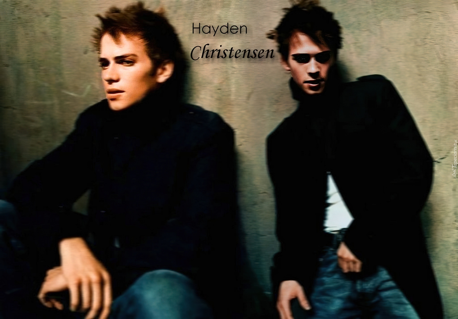 Hayden Christensen,czarny strój, jeansy