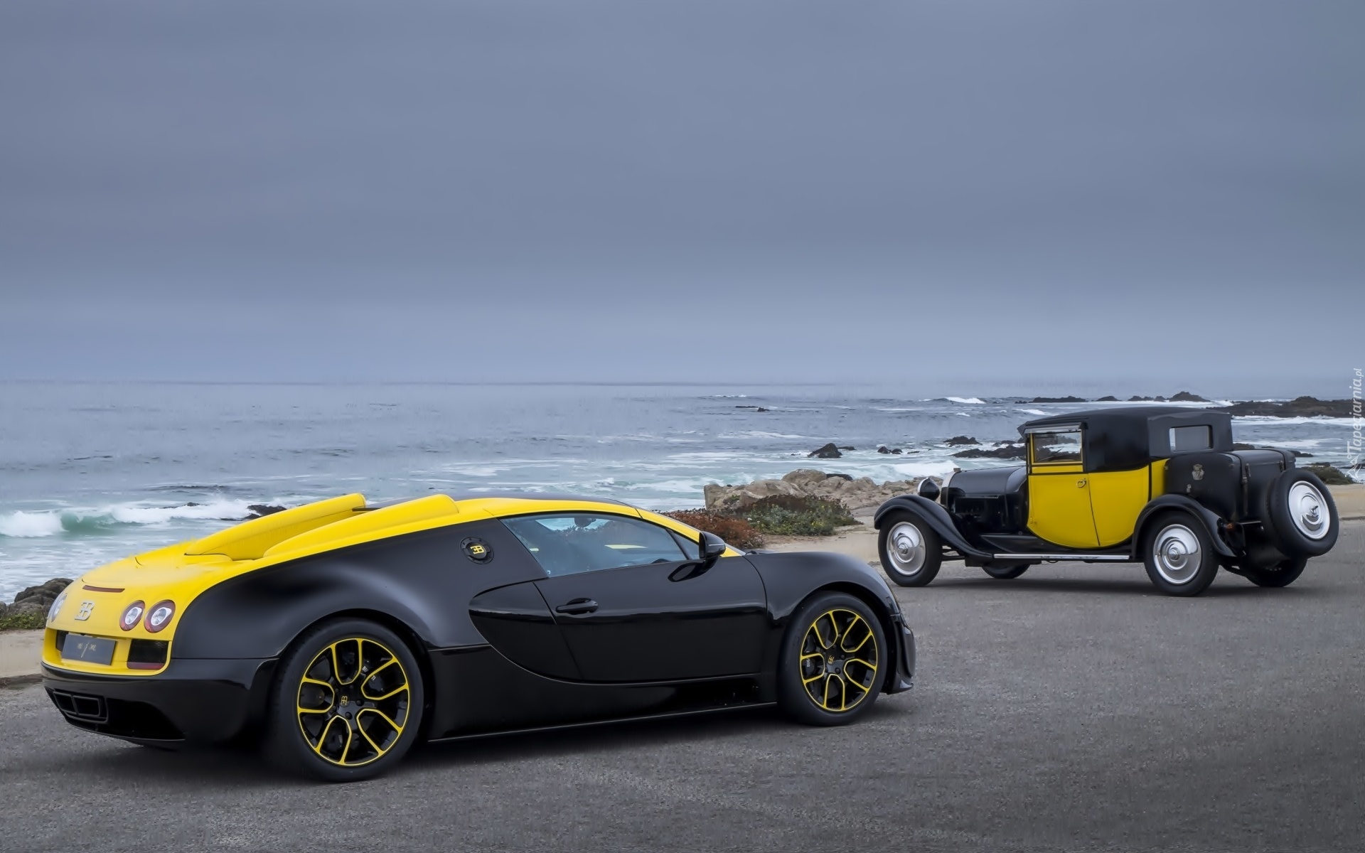 Samochody, Bugatti Veyron, Morze
