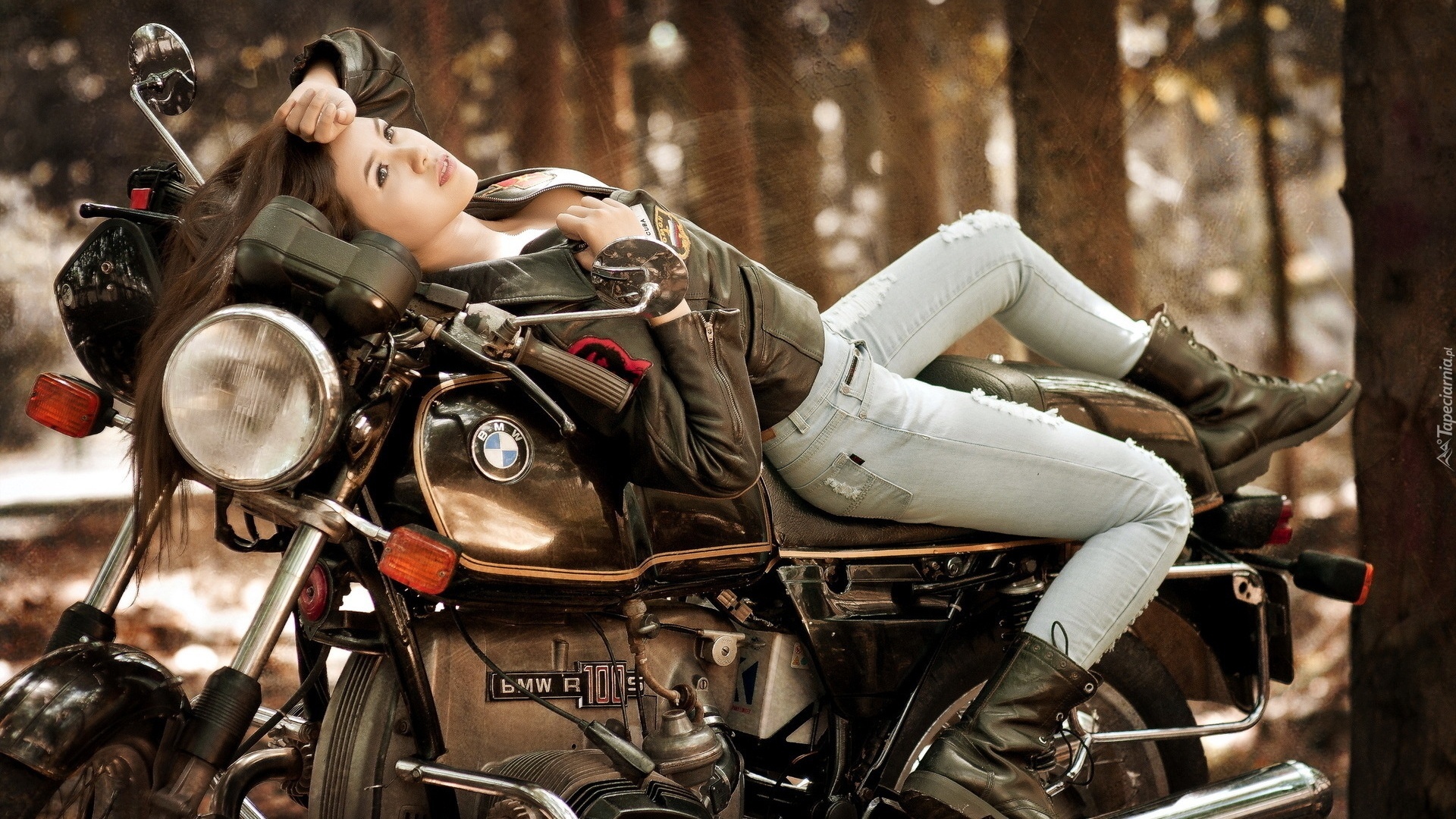 Motor, BMW, Dziewczyna, Brunetka