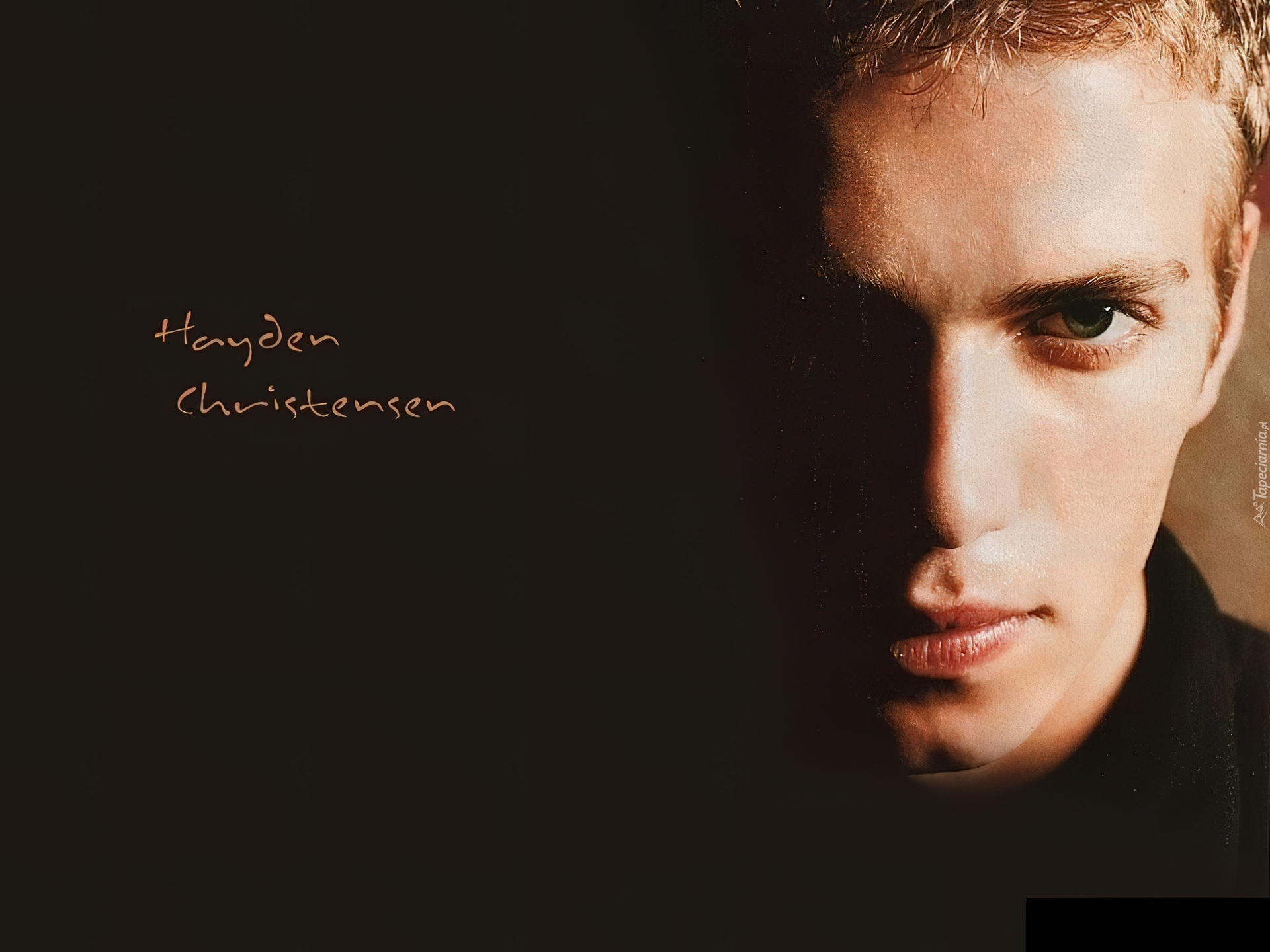 Hayden Christensen,twarz, zielone oko