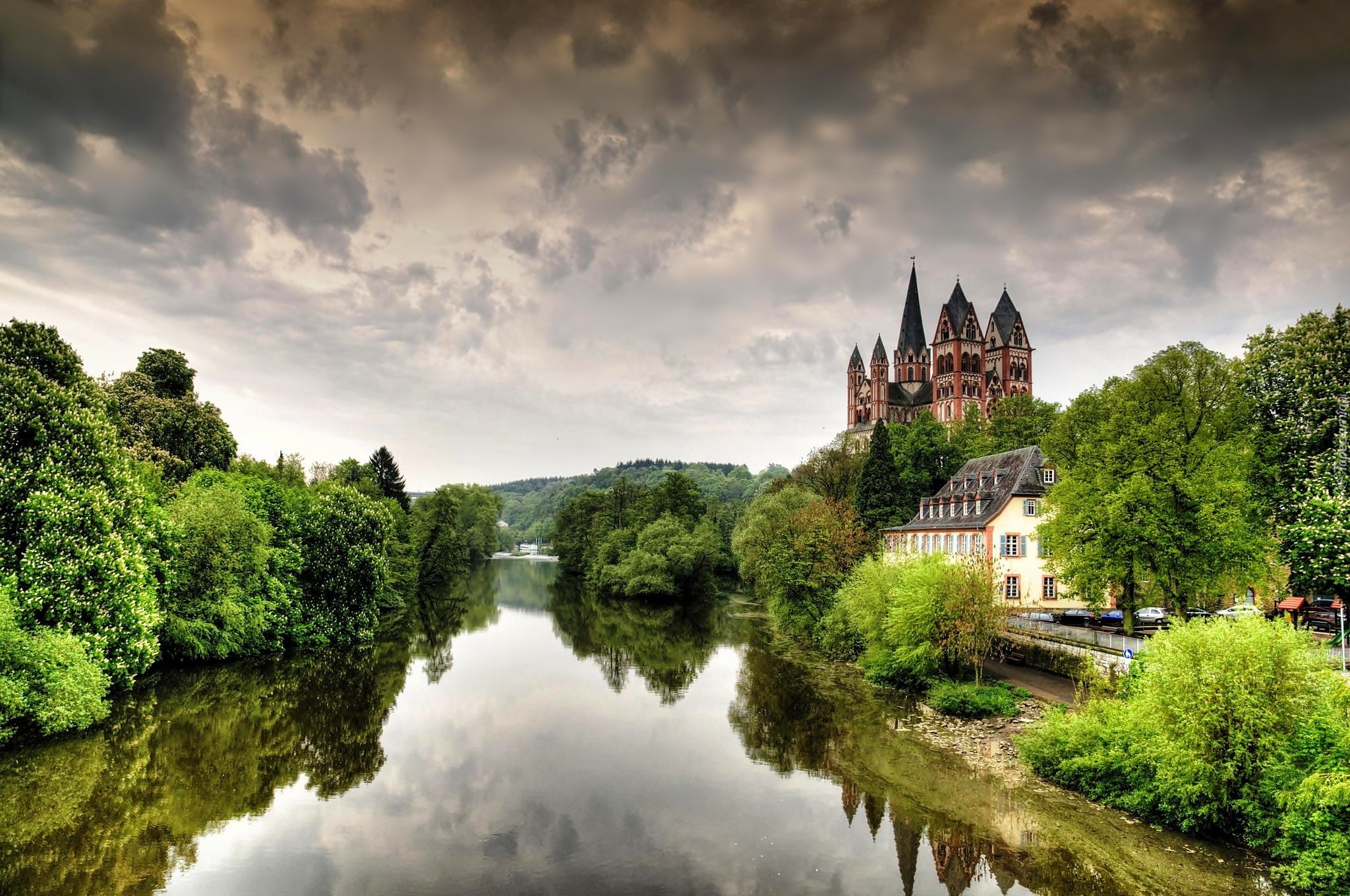 Rzeka, Las, Katedra, Limburg, Niemcy