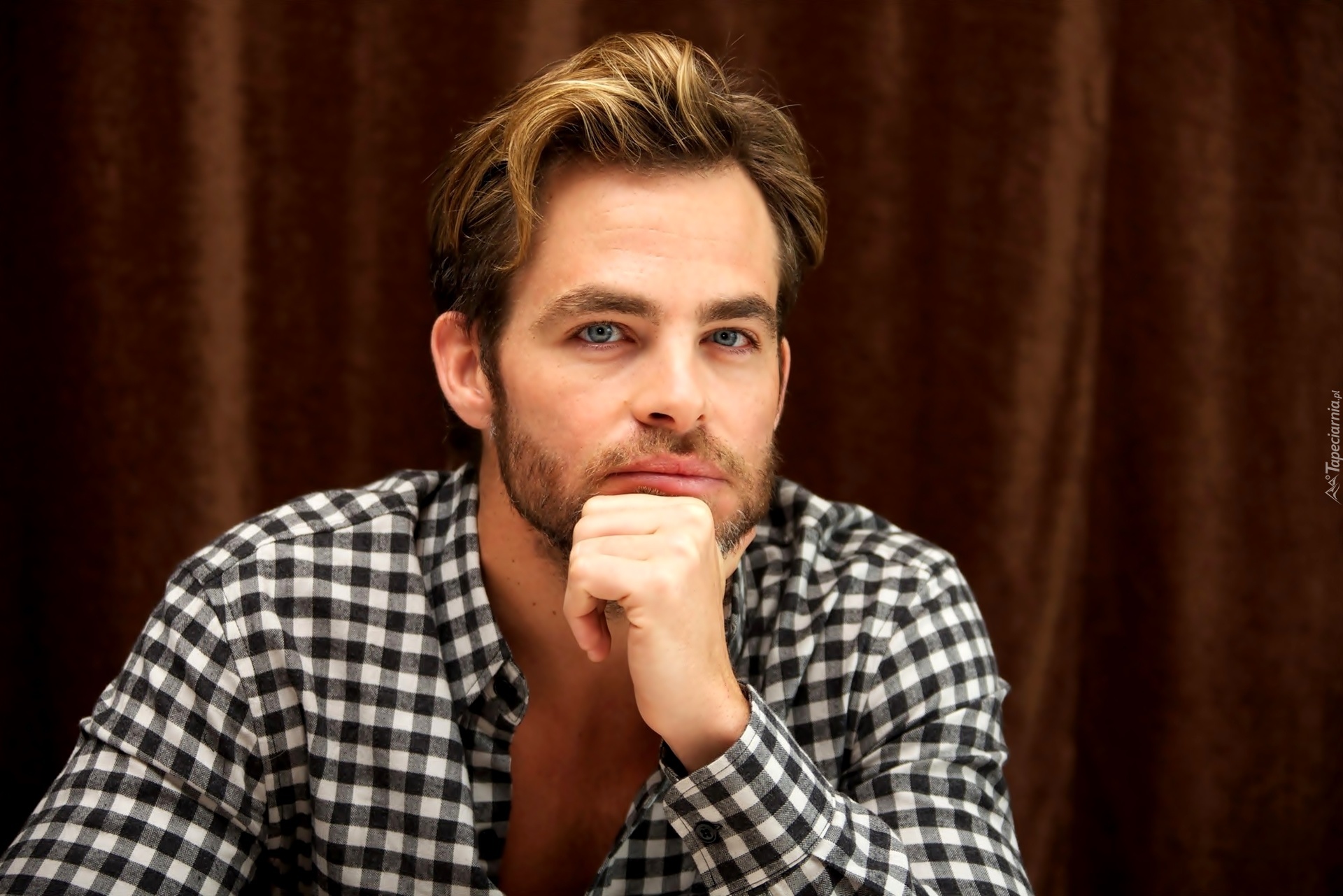 Chris Pine, Aktor, Zarost, Koszula, Krata