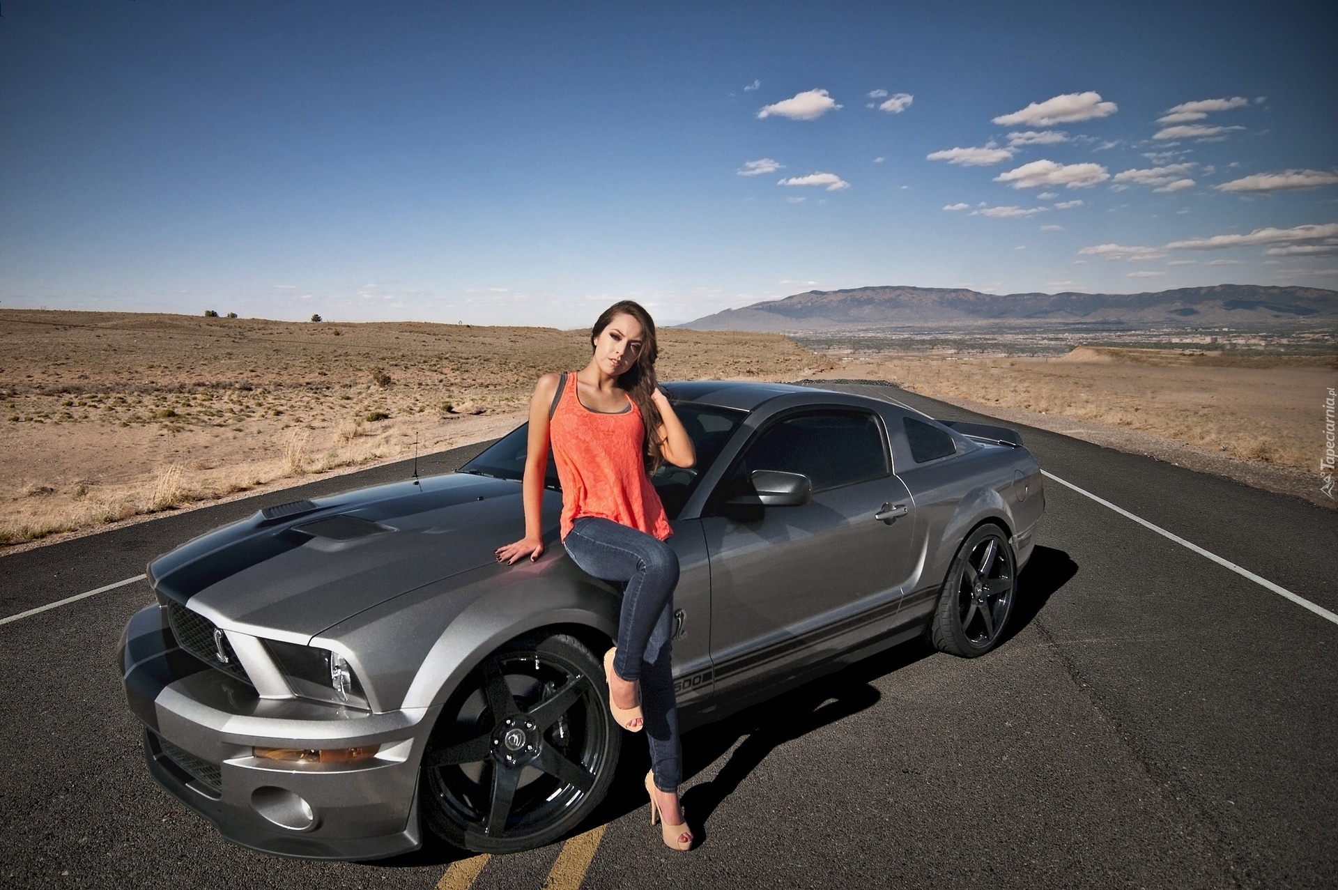 Ford Mustang, Szary, Kobieta