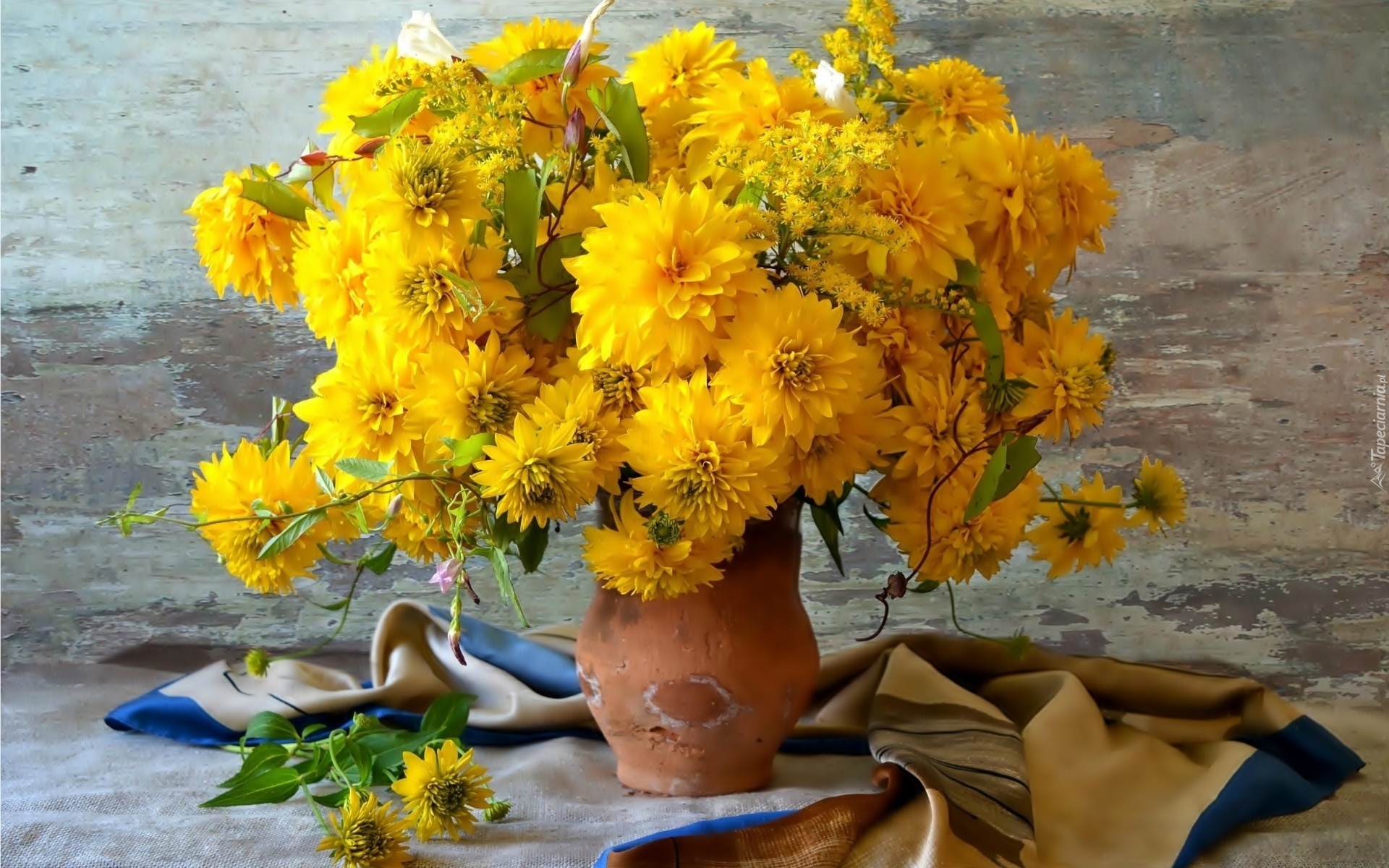 Bukiet, Kwiatów, Rudbekia, Dzban, Kompozycja, Jesień