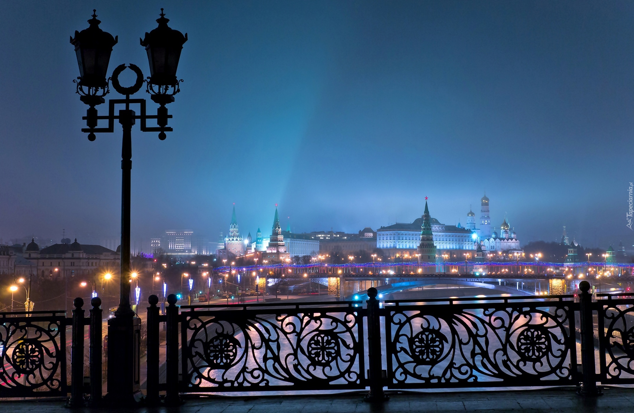 Moskwa, Miasto, Nocą, Latarnia