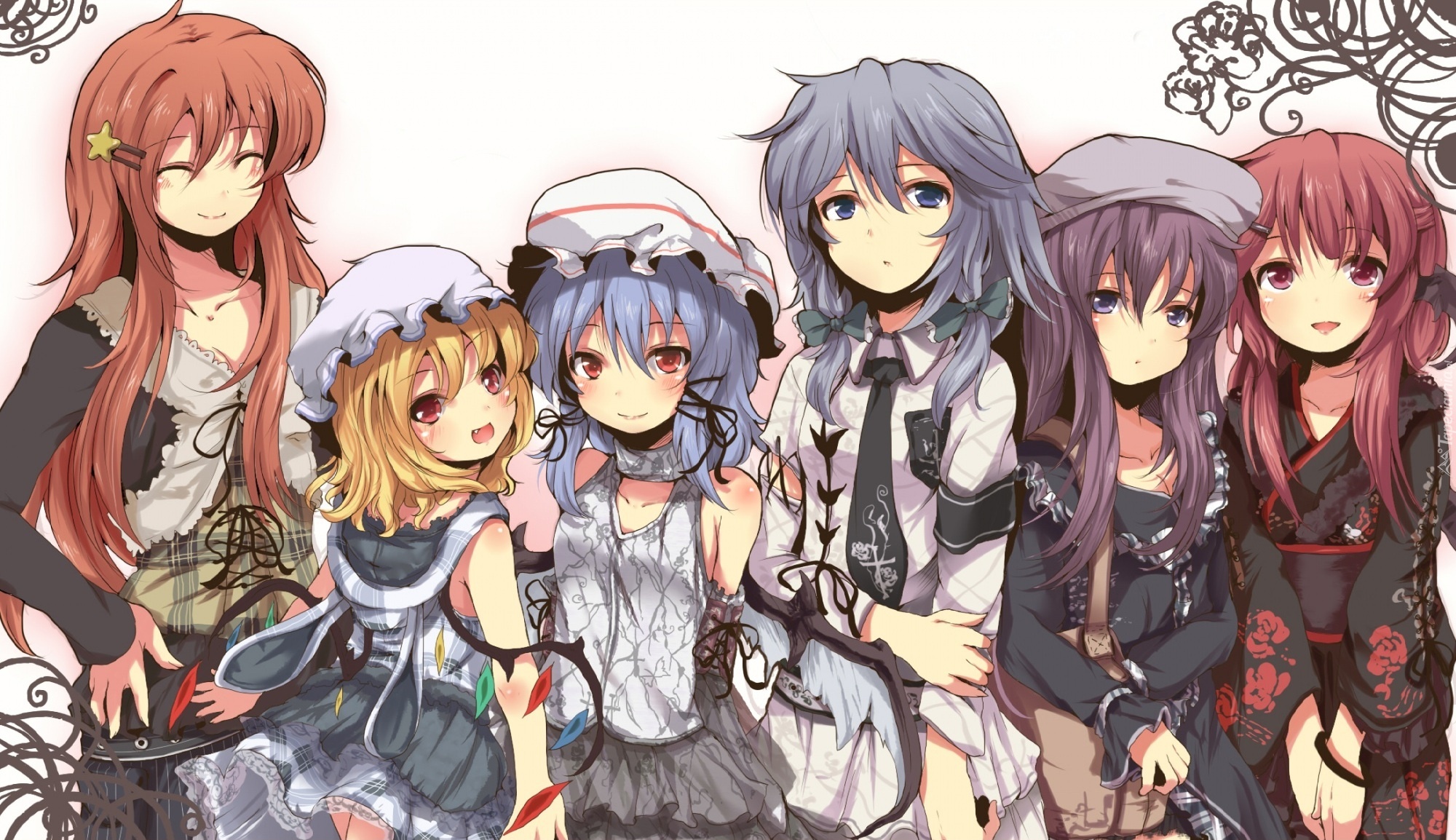 Touhou, Hong Meiling, Flandre Scarlet, Remilia Scarlet, Izayoi Sakuya, Patchouli Knowledge, Koakuma