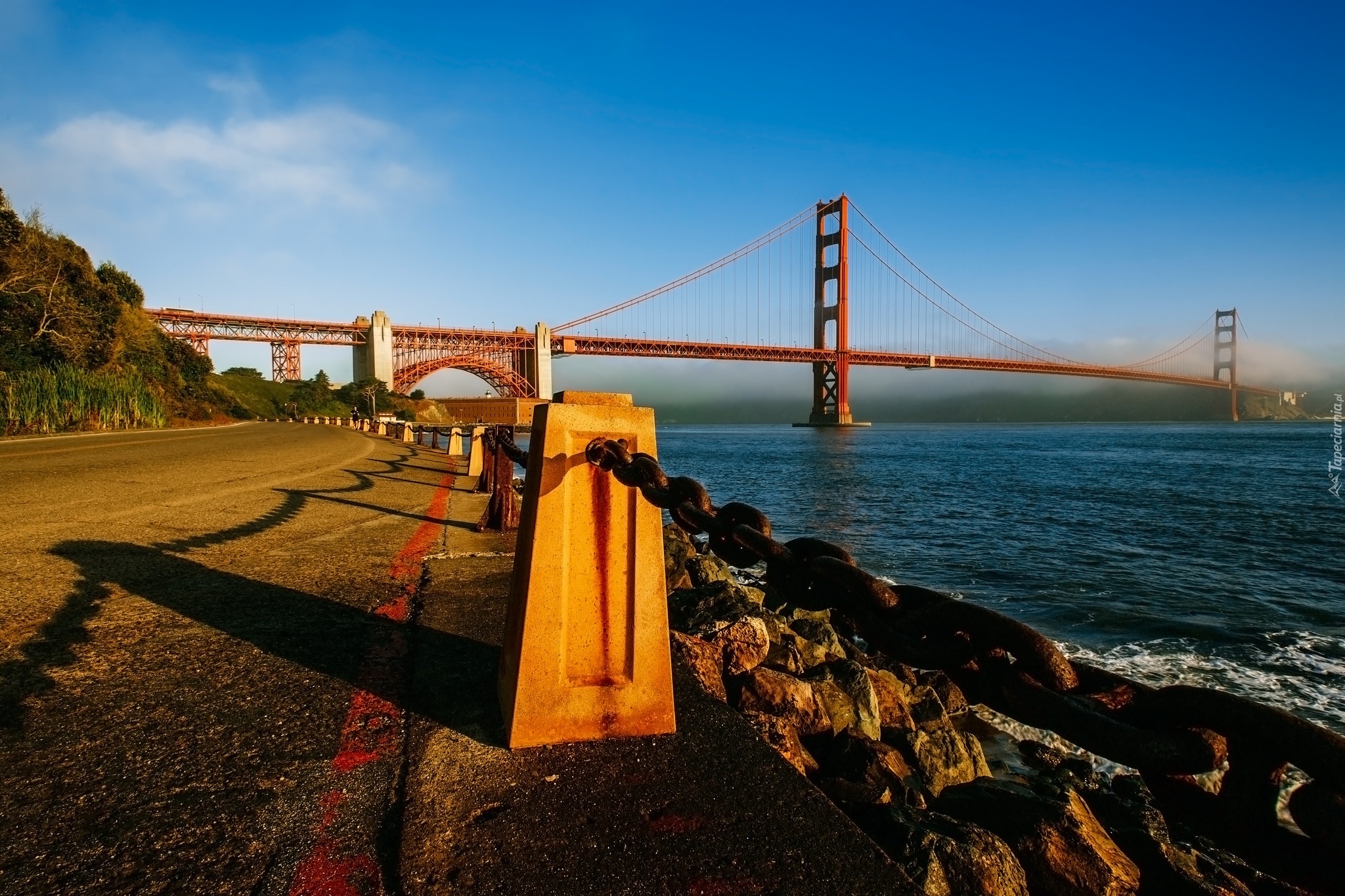 Most Golden Gate, San Francisco, Poranek, Łańcuch, Droga