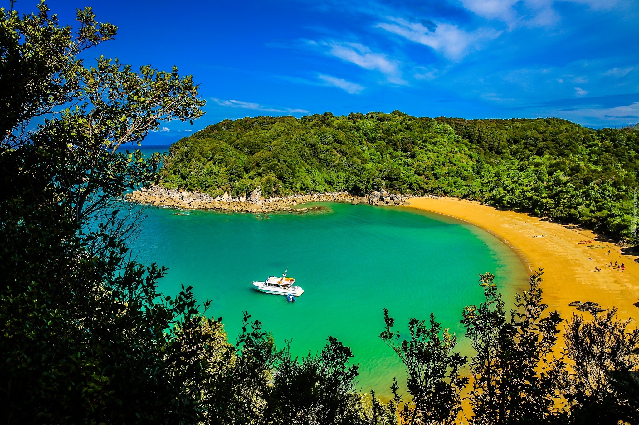 Abel Tasman National Park, Nowa Zelandia, Morze, Wybrzeże, Plaża