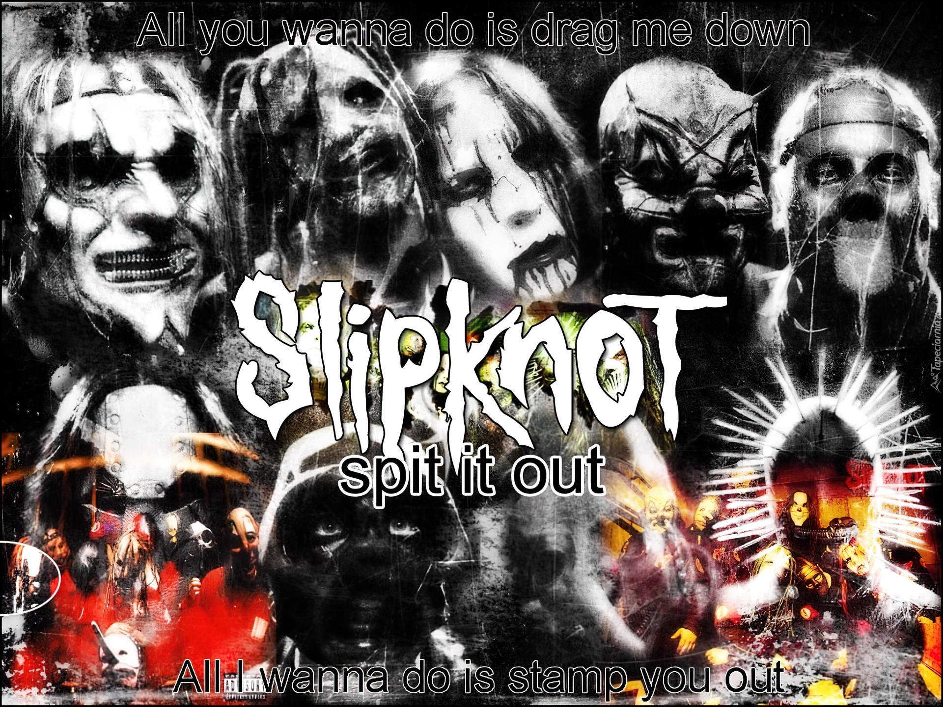 Slipknot,twarze, kolce, maska