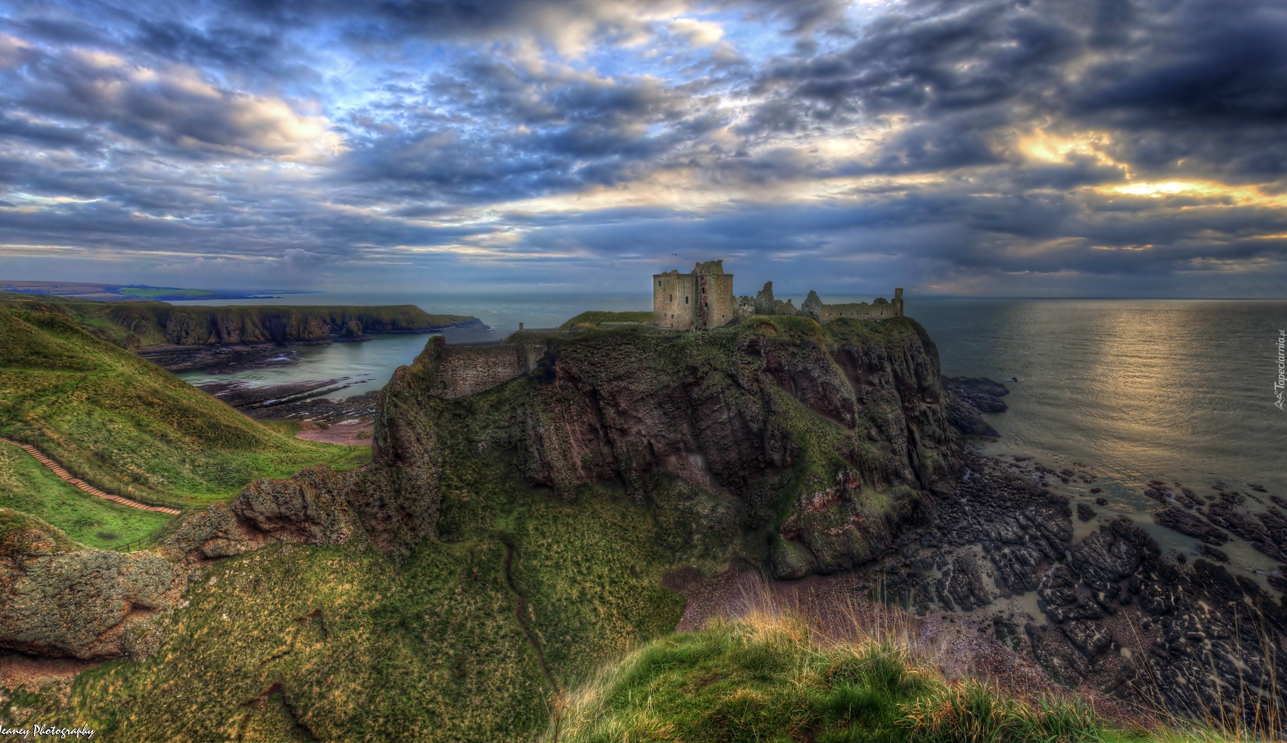Zamek Dunnottar, Ruiny, Morze Północne, Szkocja, Skała