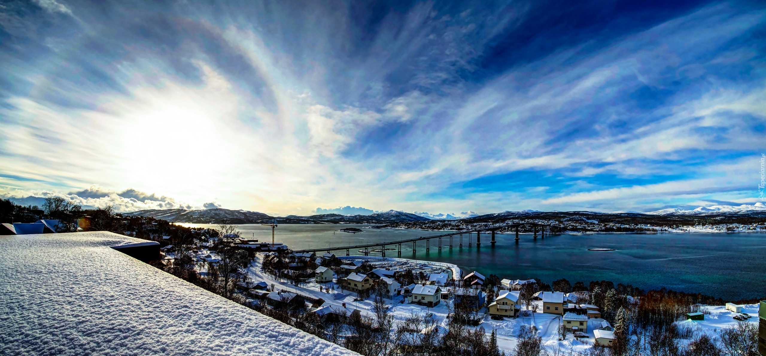 Most, Wioska, Góry, Zima, Norwegia