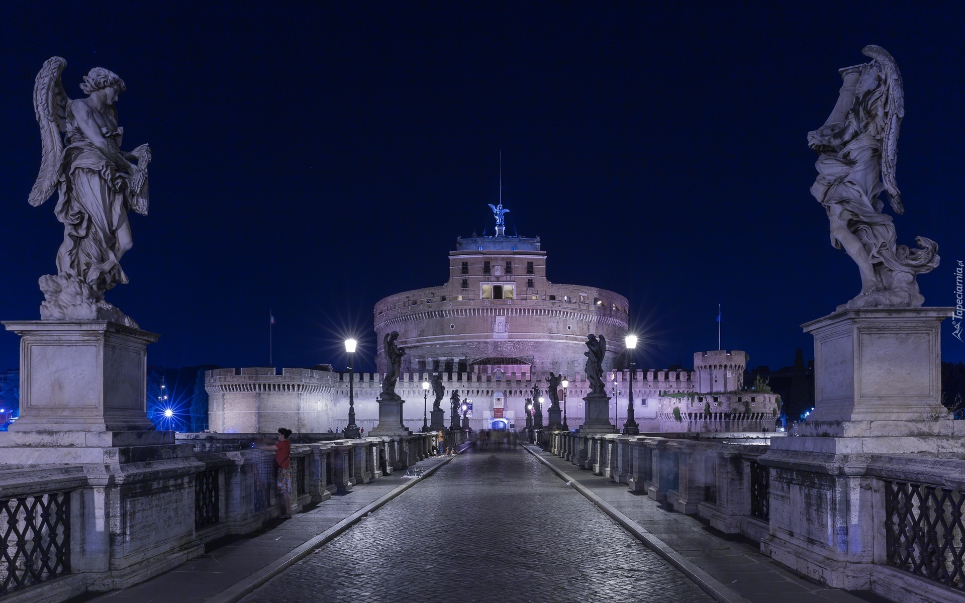 Włochy, Rzym, Mauzoleum Hadriana, Zamek Świętego Anioła, Most św. Anioła, Ponte San Angelo, Figury