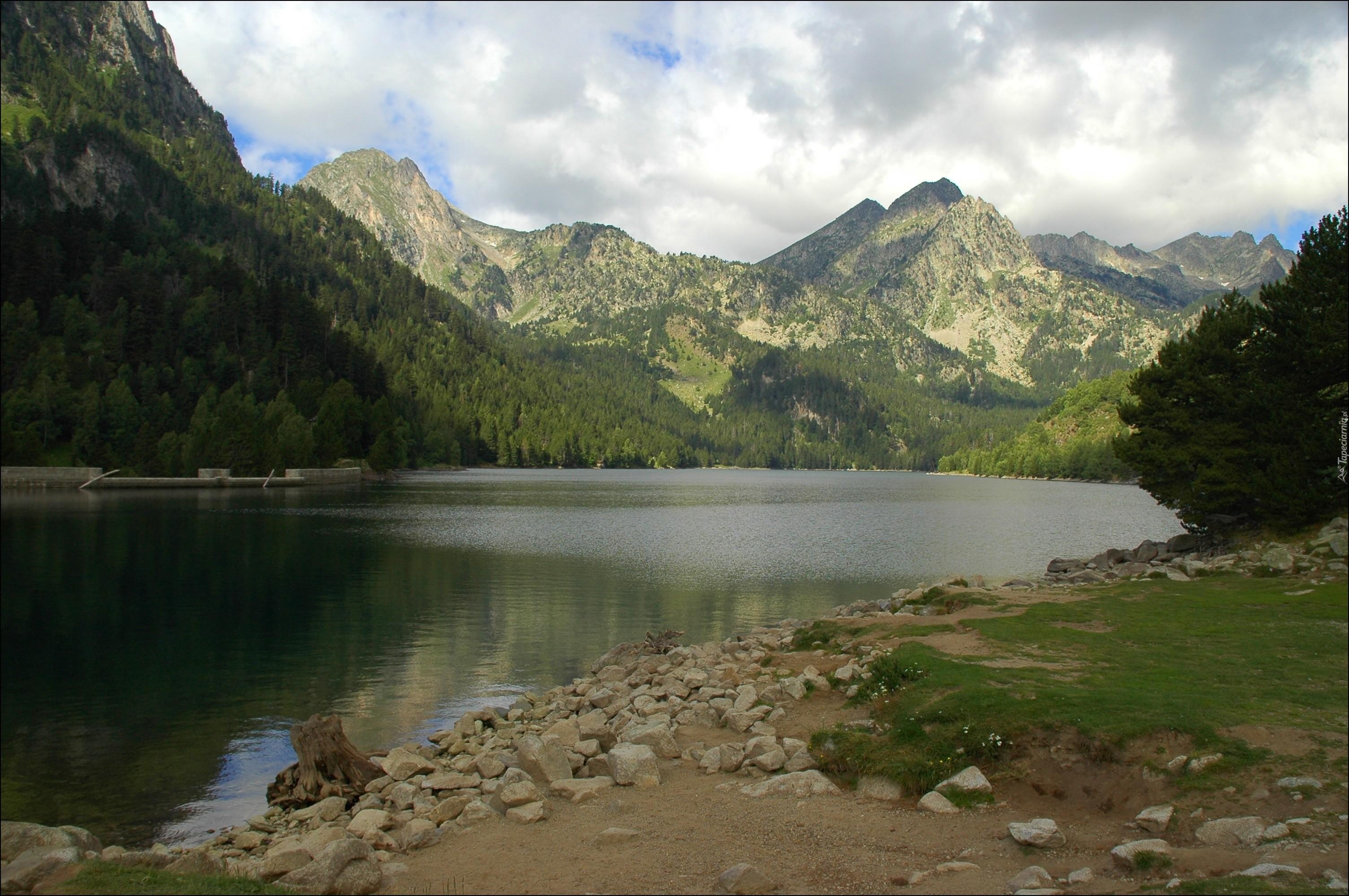 Jezioro, Woda, Góry, Kamienie, Drzewa