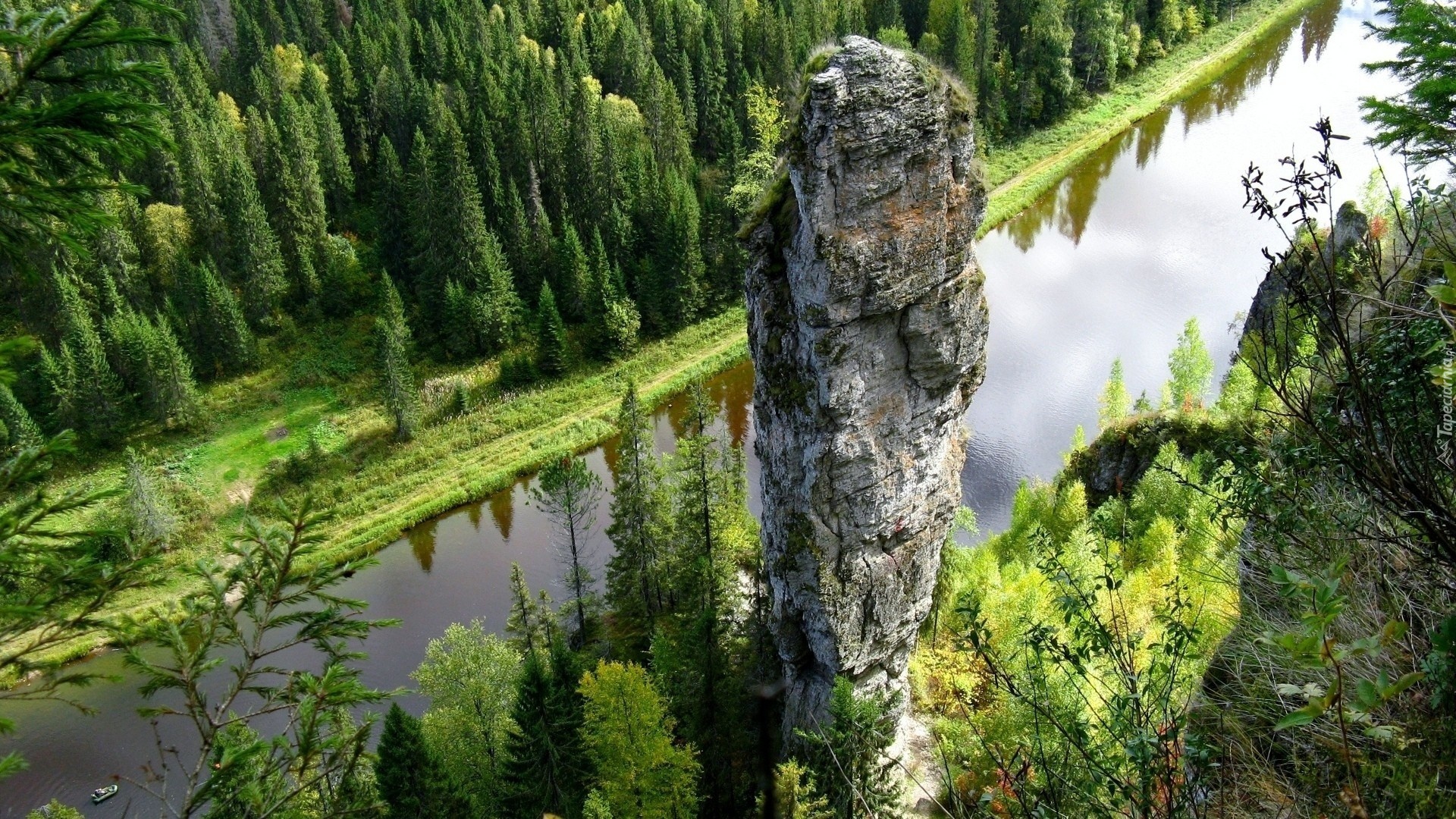 Rzeka, Las, Skała, Maczuga