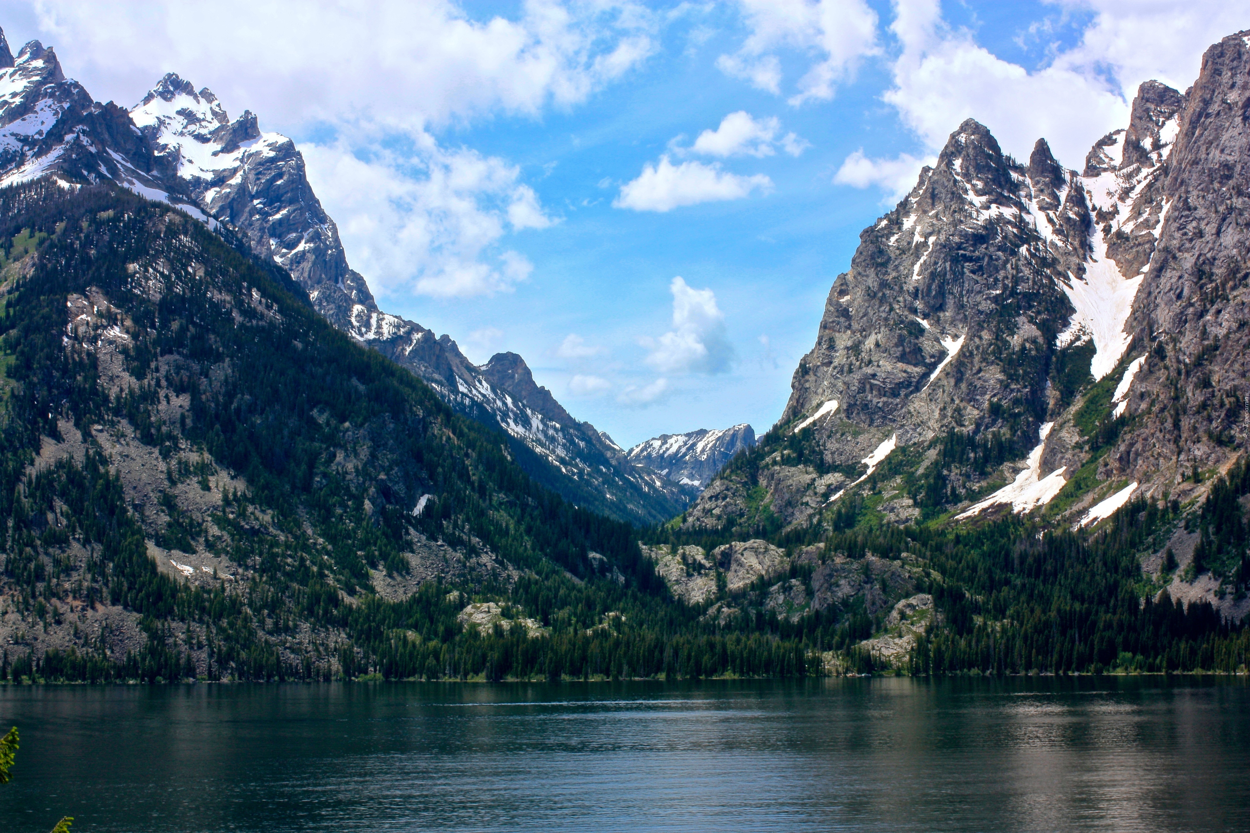 Jenny Lake, Moose, Wyoming, Park, Jezioro, Góry, USA