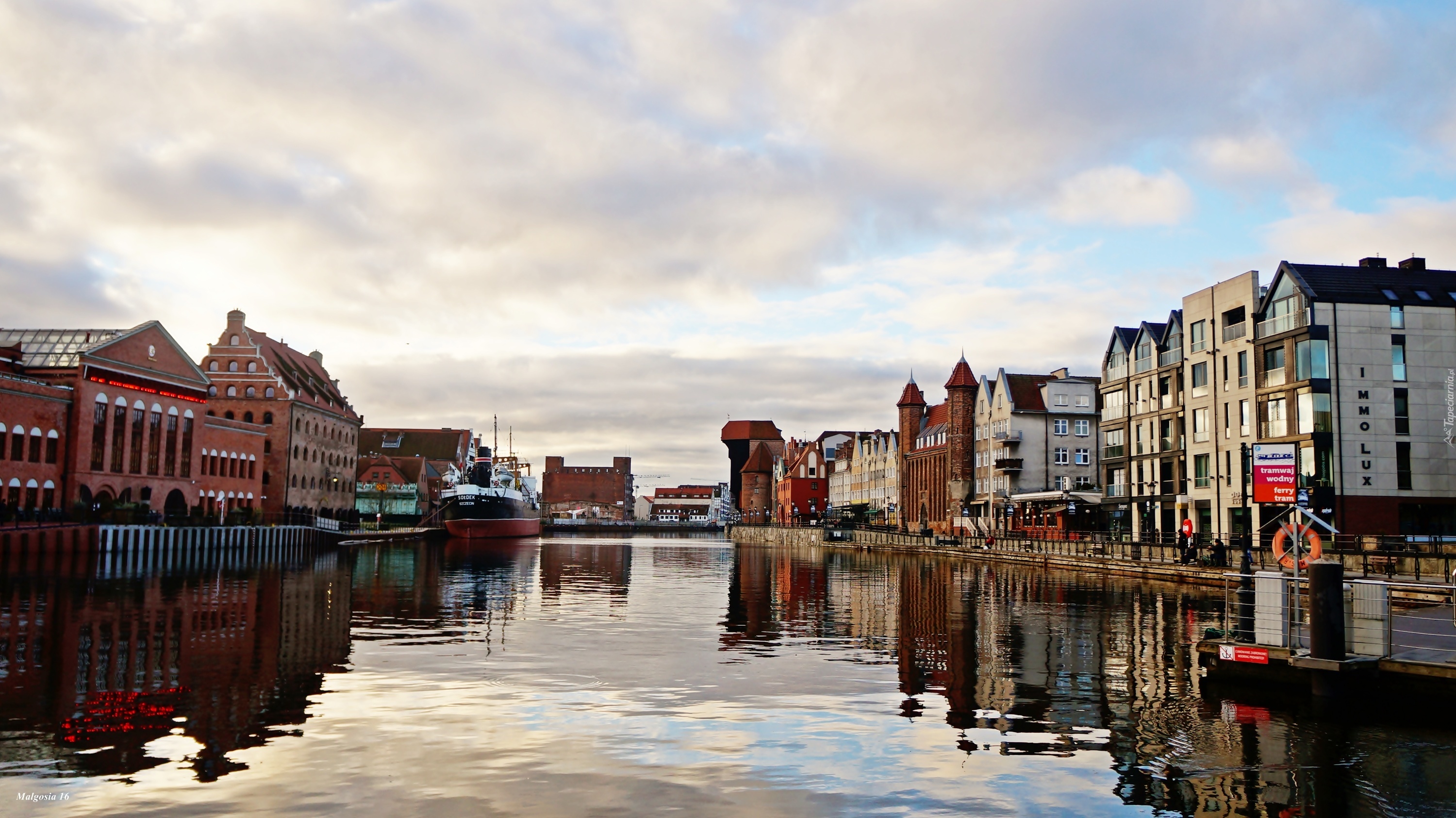 Gdańsk, Rzeka, Motława, Zabytkowe, Kamienice, Nabrzeże