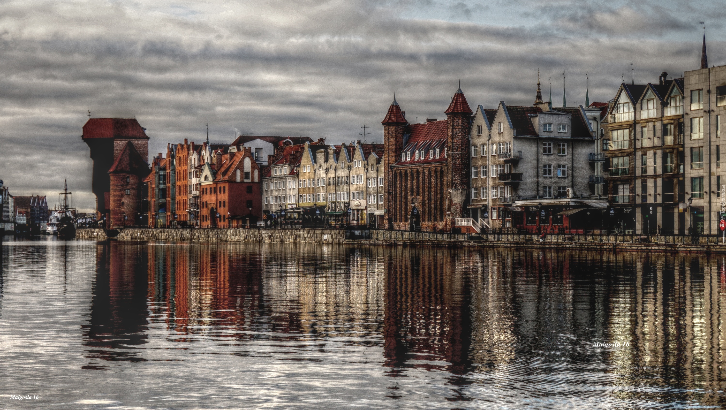 Gdańsk, Motława, Zabytkowe, Kamienice, HDR